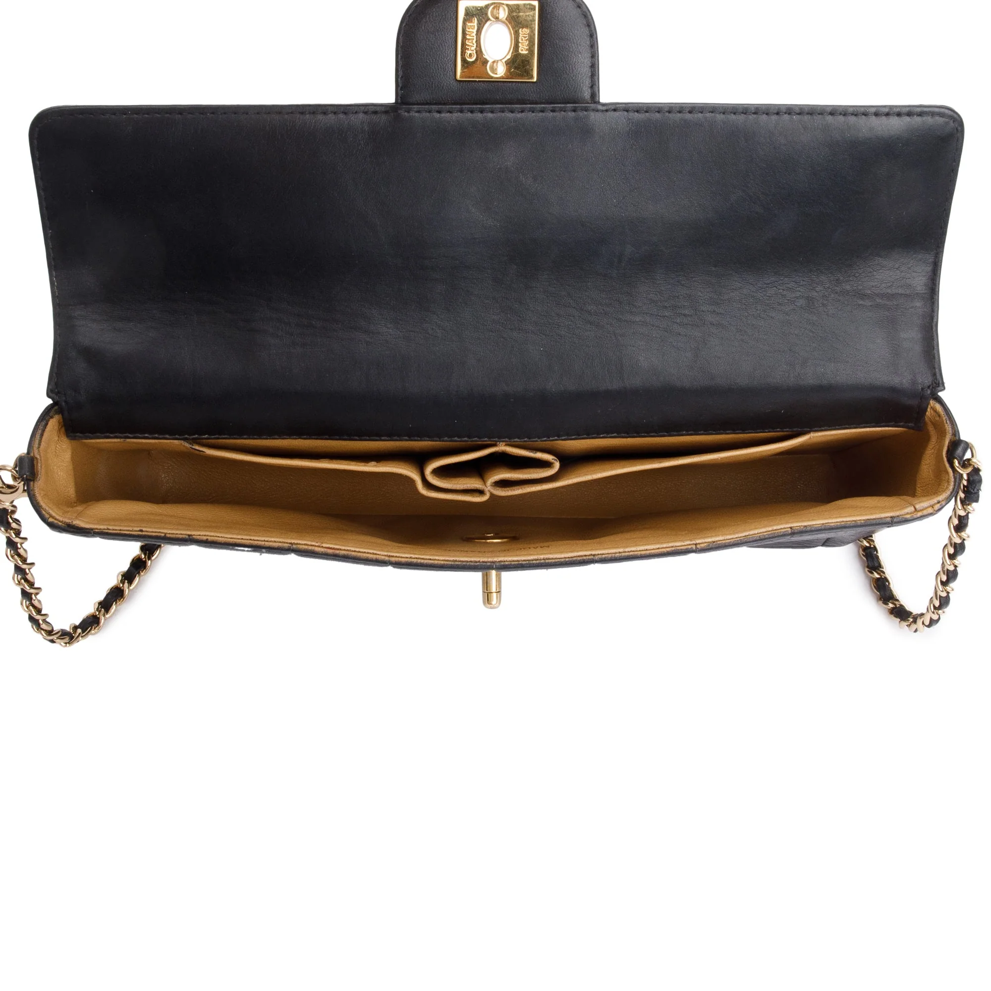 Chanel Black Lambskin Leather Chocolate Bar E/W Flap Bag - Image 8