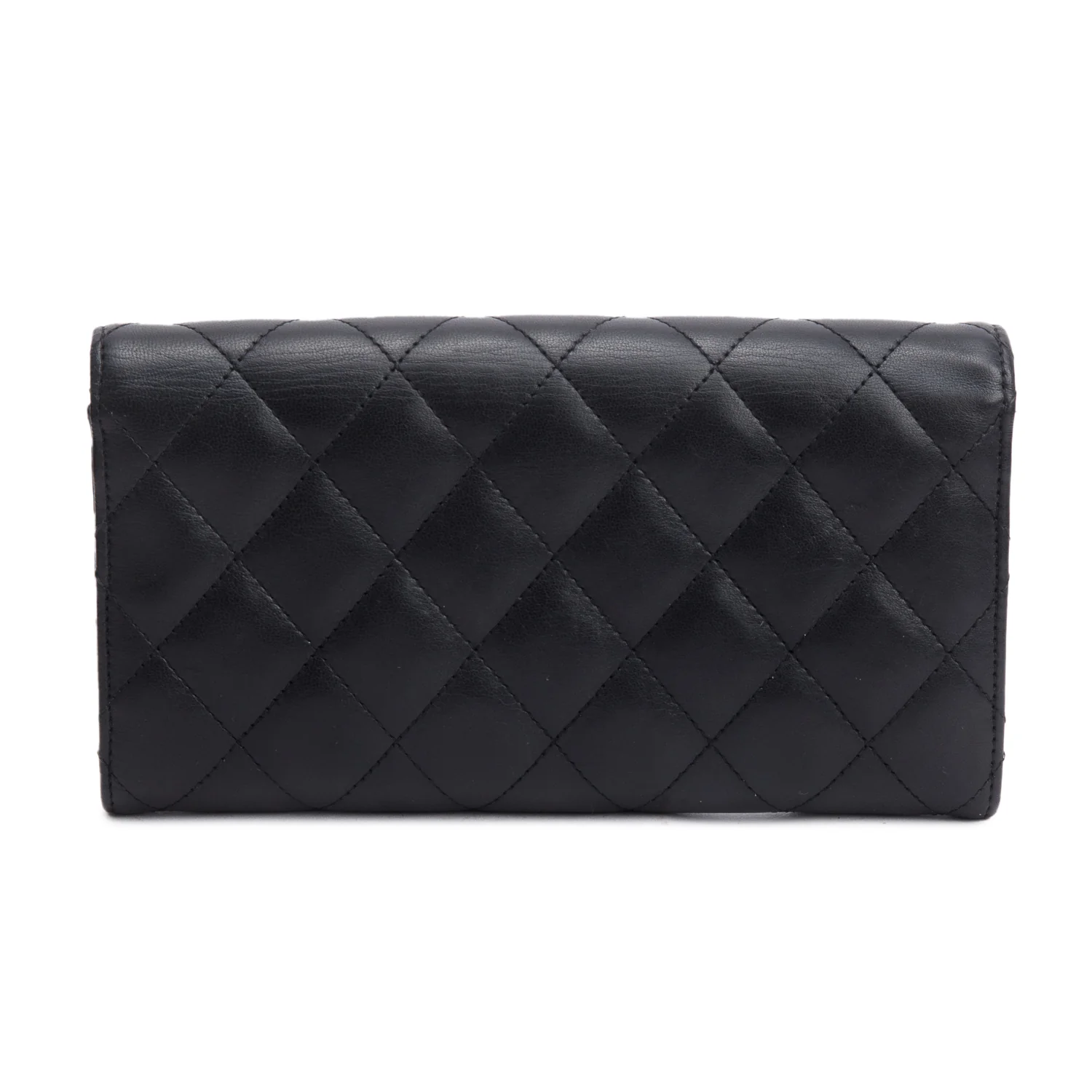 Chanel Black Lambskin Leather Classic Long Flap Wallet w/ Authenticity Card - Image 3
