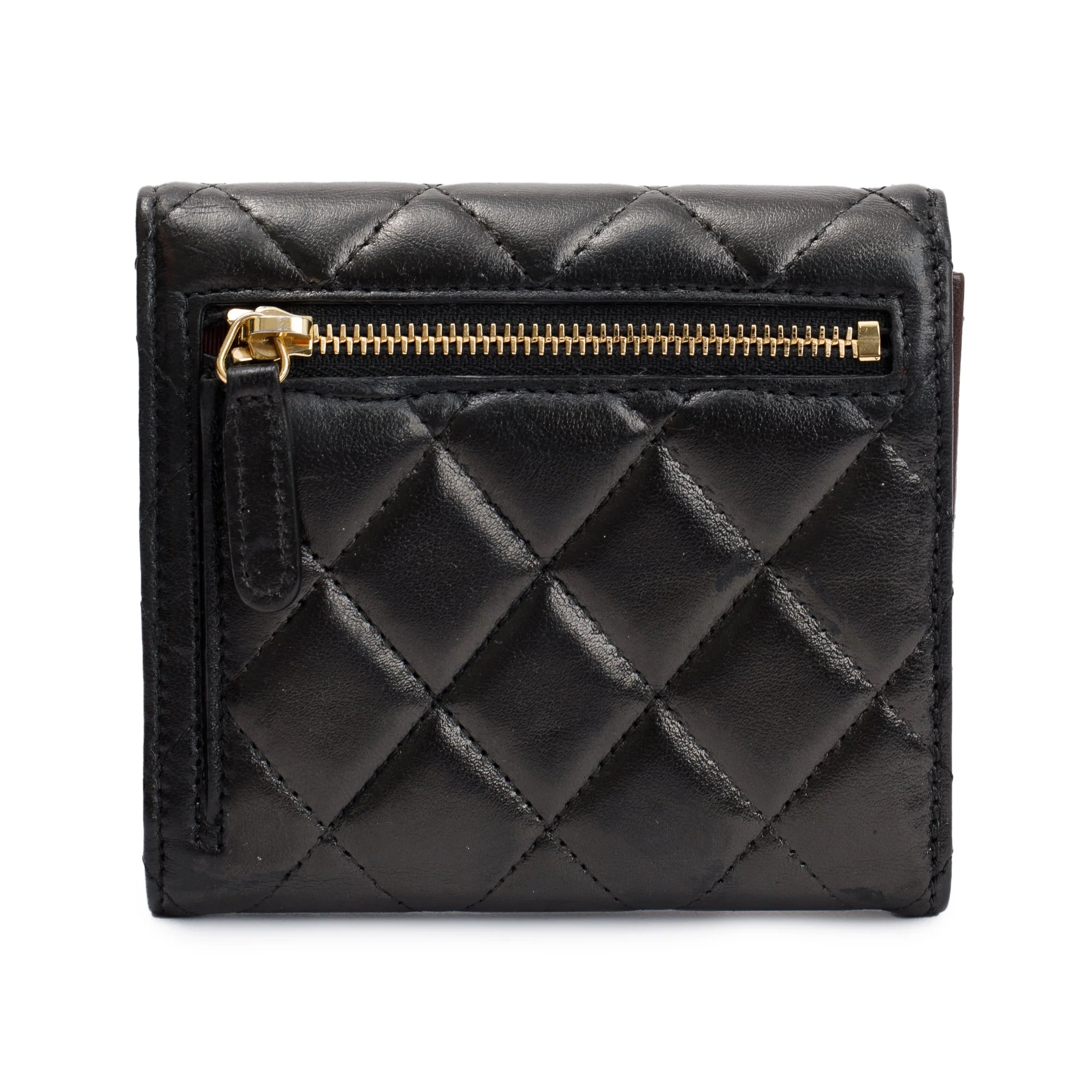 Chanel Black Lambskin Leather Compact Wallet w/ Box & Authenticity Card - Image 4