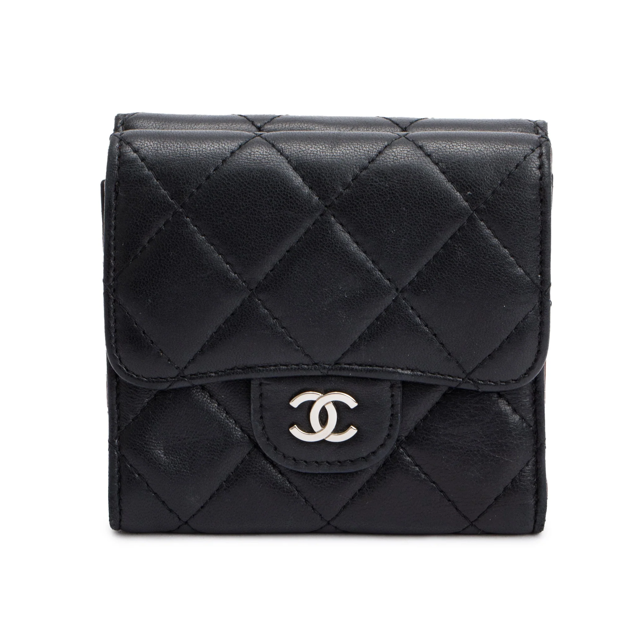 Chanel Black Lambskin Leather Double Sided Compact Wallet - Image 3