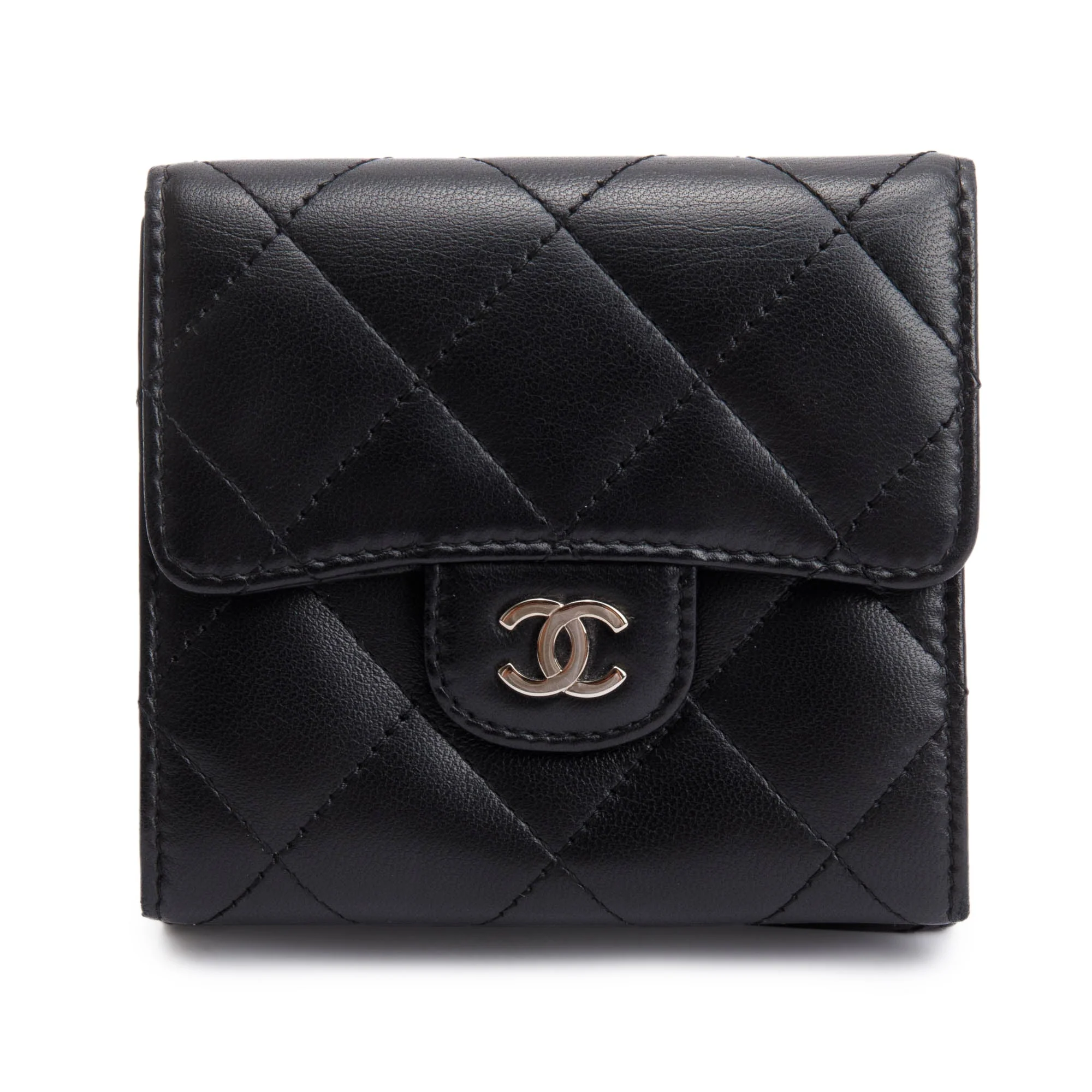 Chanel Black Lambskin Leather Double Sided Compact Wallet w/ Box & Authenticity Card - Image 4