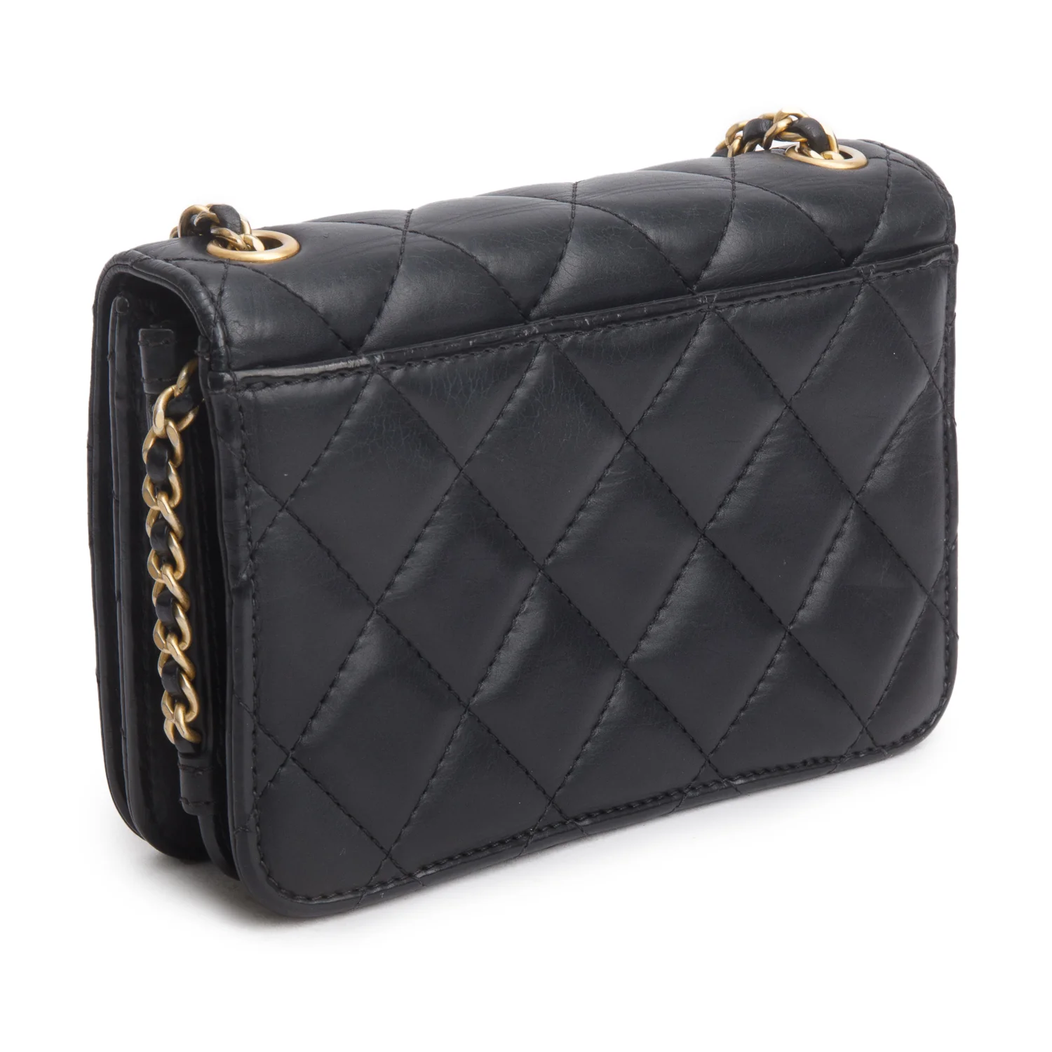 Chanel Black Lambskin Quilted CC Side Chain Small Full Flap Bag w/ Box, Authenticity Card & Receipt - Image 7