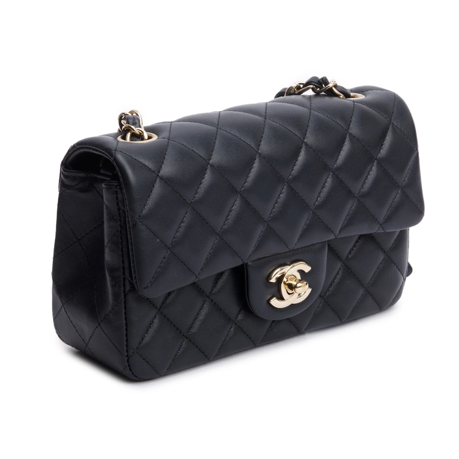 Chanel Black Lambskin Quilted Mini Rectangular Flap Bag w/ Box - Image 5