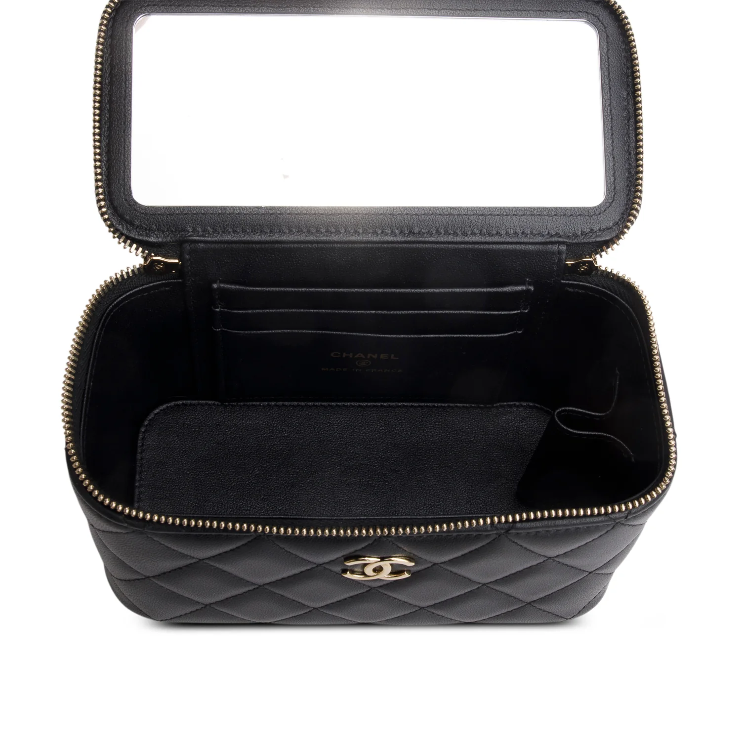Chanel Black Lambskin Quilted Small Top Handle Vanity Case w/ Box - Image 9