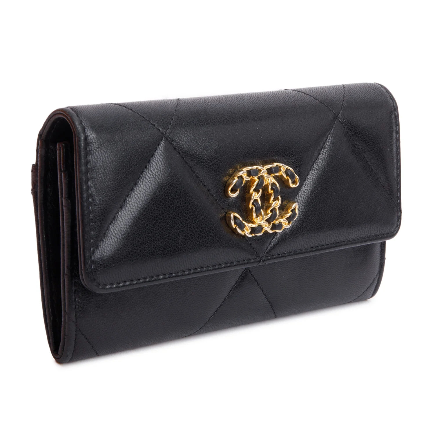 Chanel Black Leather 19 Flap Wallet w/ Box - Image 3