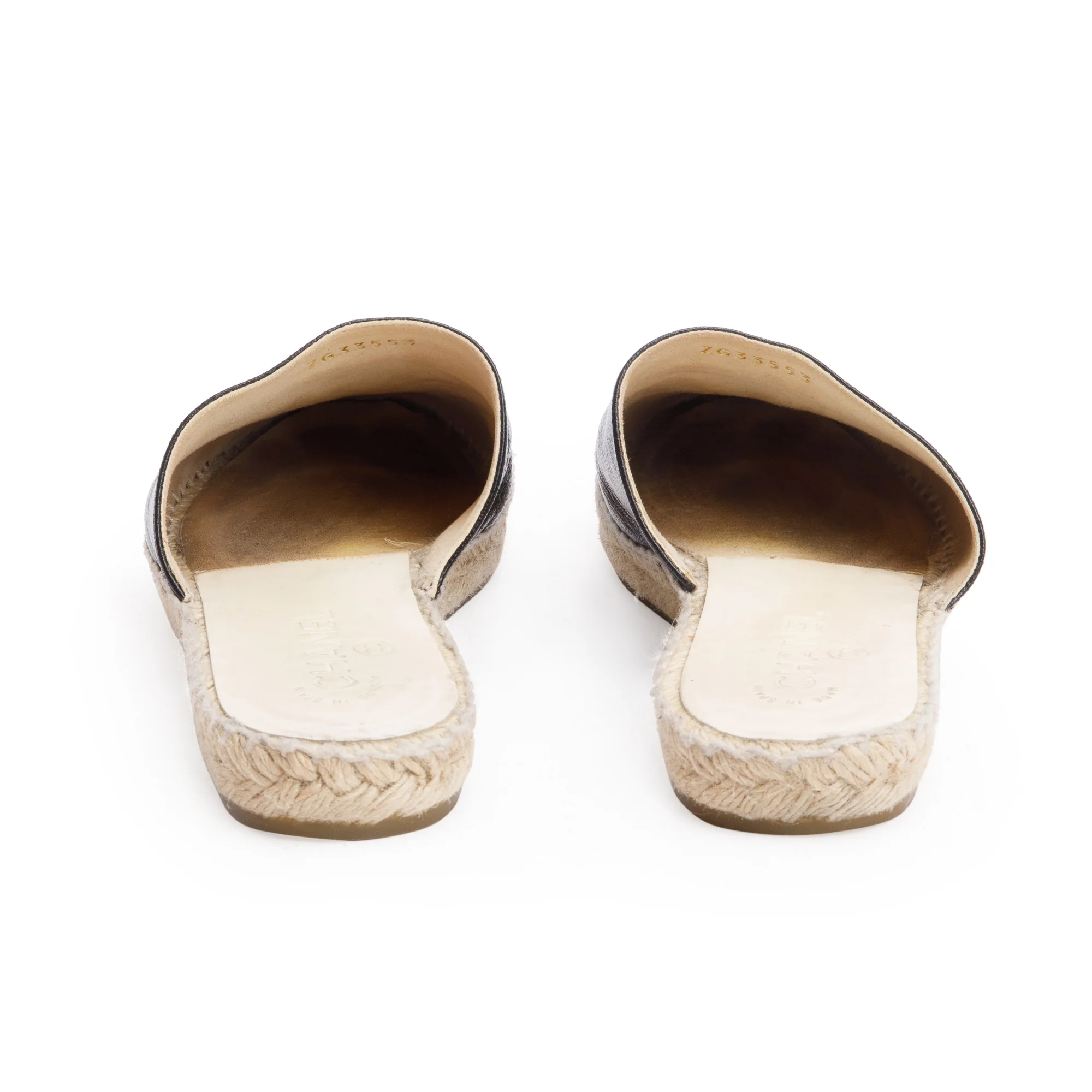 Chanel Black Leather CC Logo Espadrille Mule, Size 40 - Image 4