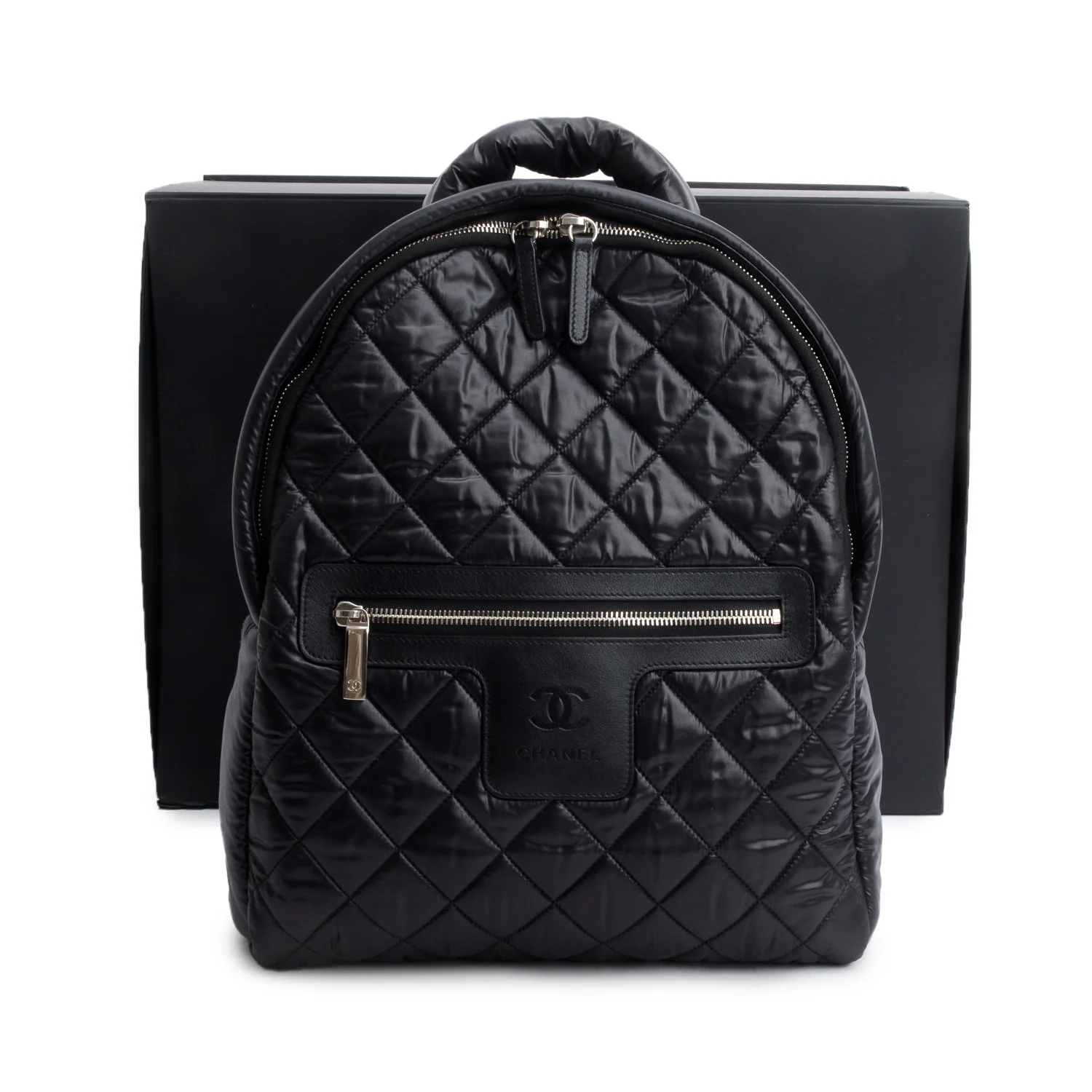 Chanel Black Nylon Quilted Coco Coocoon Backpack w/ Box - Image 2