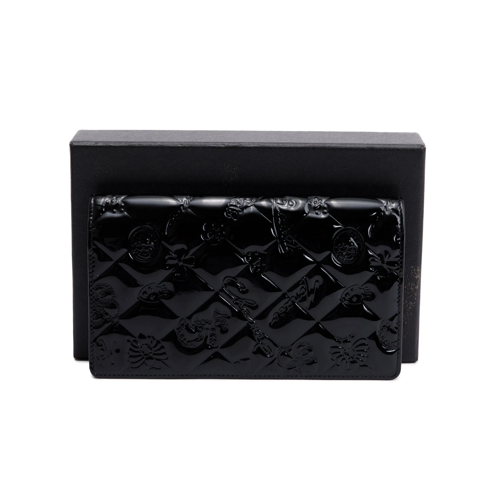 Chanel Black Patent Leather Lucky Symbols Bifold Wallet w/ Box & Authenticity Card - Image 2