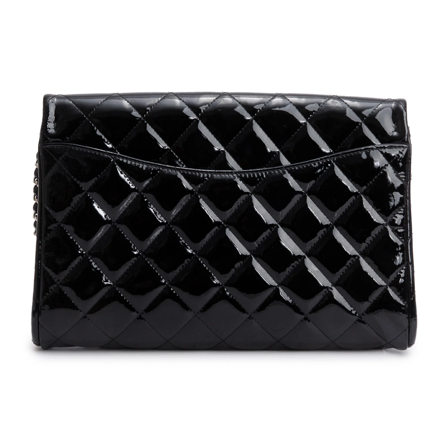 Chanel Black Patent Leather Quilted New Clutch with Chain w/ Authenticity Card - Image 5