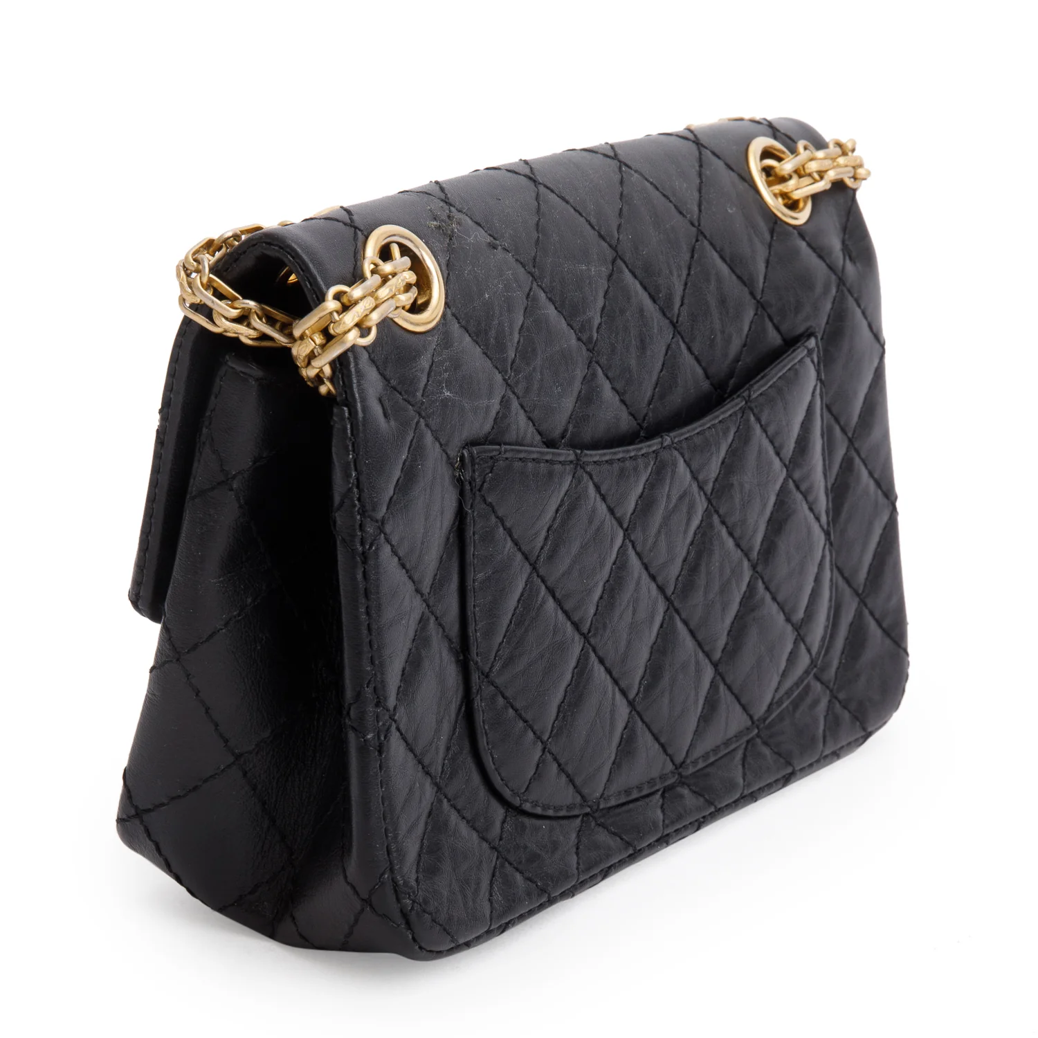 Chanel Black Quilted Aged Calfskin Leather Mini 2.55 Reissue Flap Bag w/ Authenticity Card - Image 5