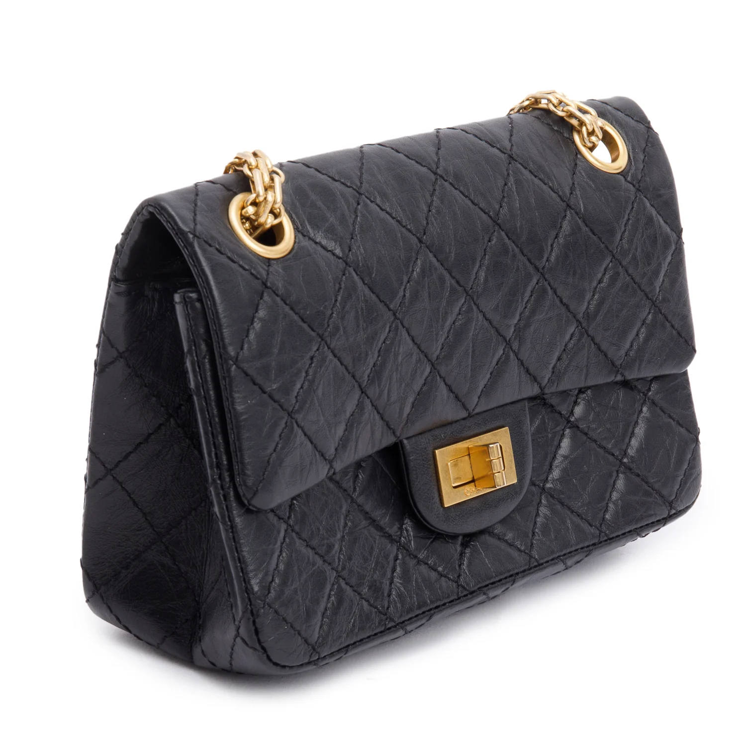 Chanel Black Quilted Aged Calfskin Leather Mini 2.55 Reissue Flap Bag w/ Box - Image 5