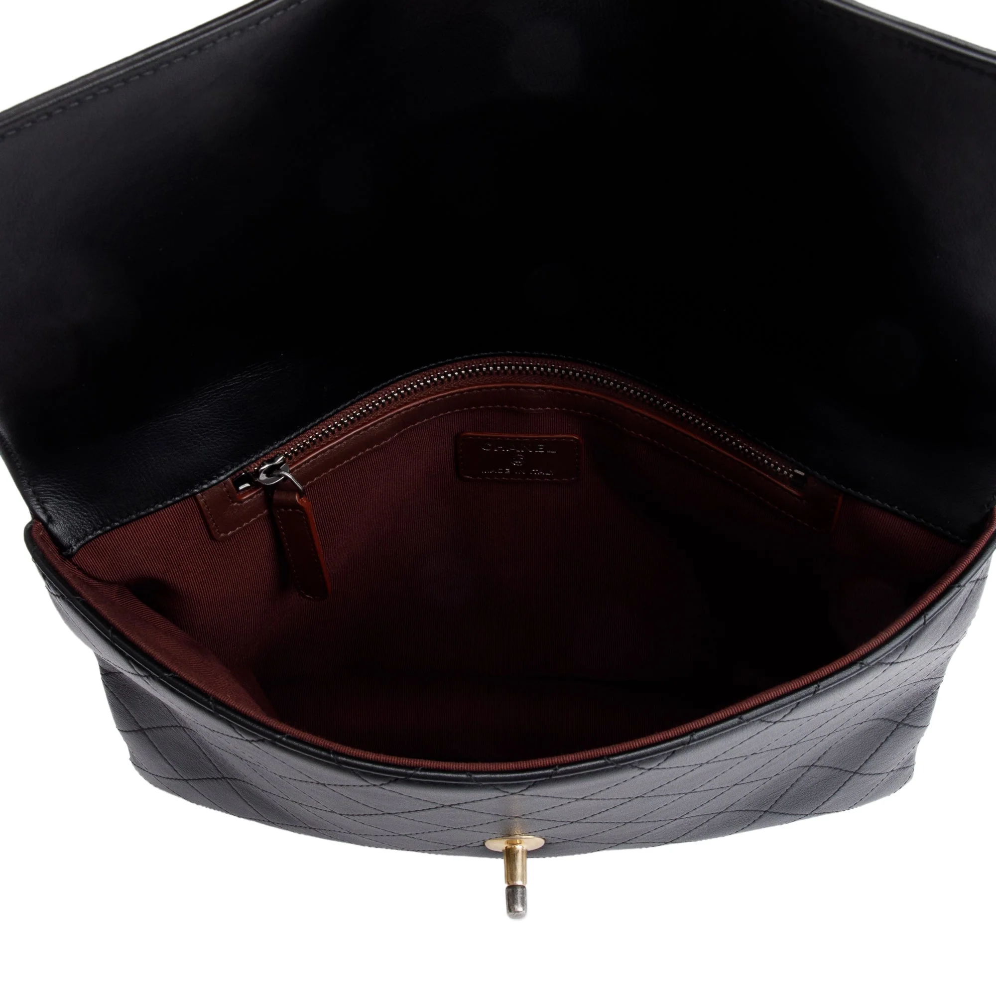 Chanel Black Quilted Calfskin Leather CC Clutch w/ Authenticity Card - Image 7