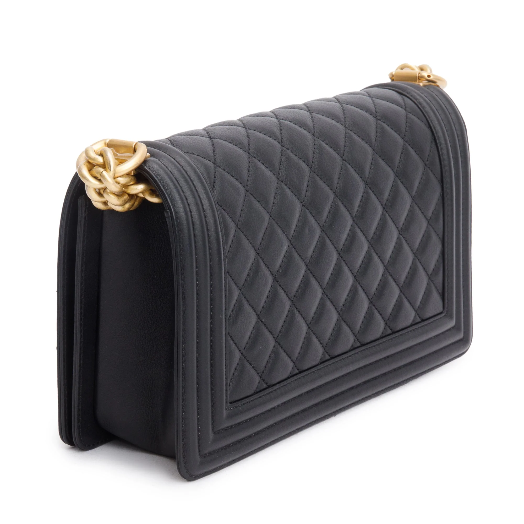 Chanel Black Quilted Calfskin Leather Medium Boy Bag w/ Box & Authenticity Card - Image 7