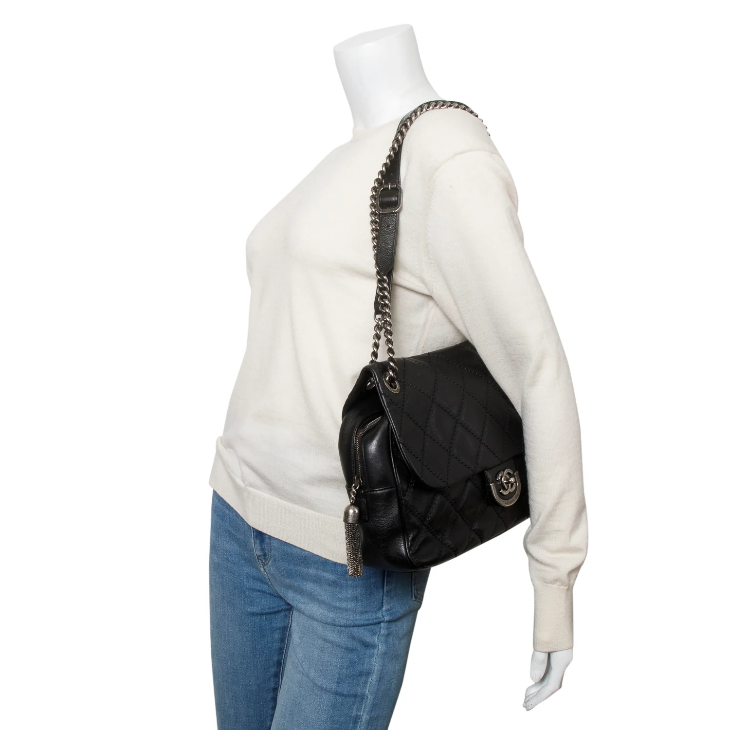 Chanel Black Quilted Calfskin Leather Paris-Edinburgh Coco Sporran Flap Bag - Image 2