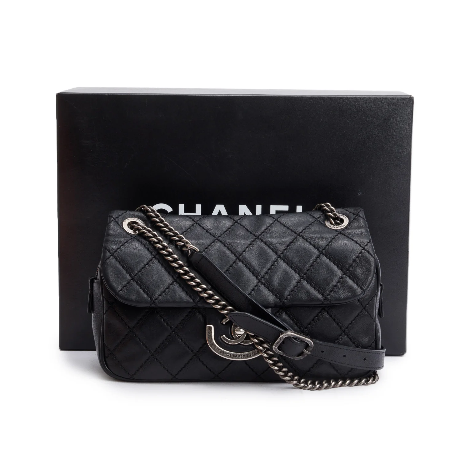 Chanel Black Quilted Calfskin Leather Paris-Edinburgh Coco Sporran Flap Bag w/ Box and Authenticity Card - Image 2