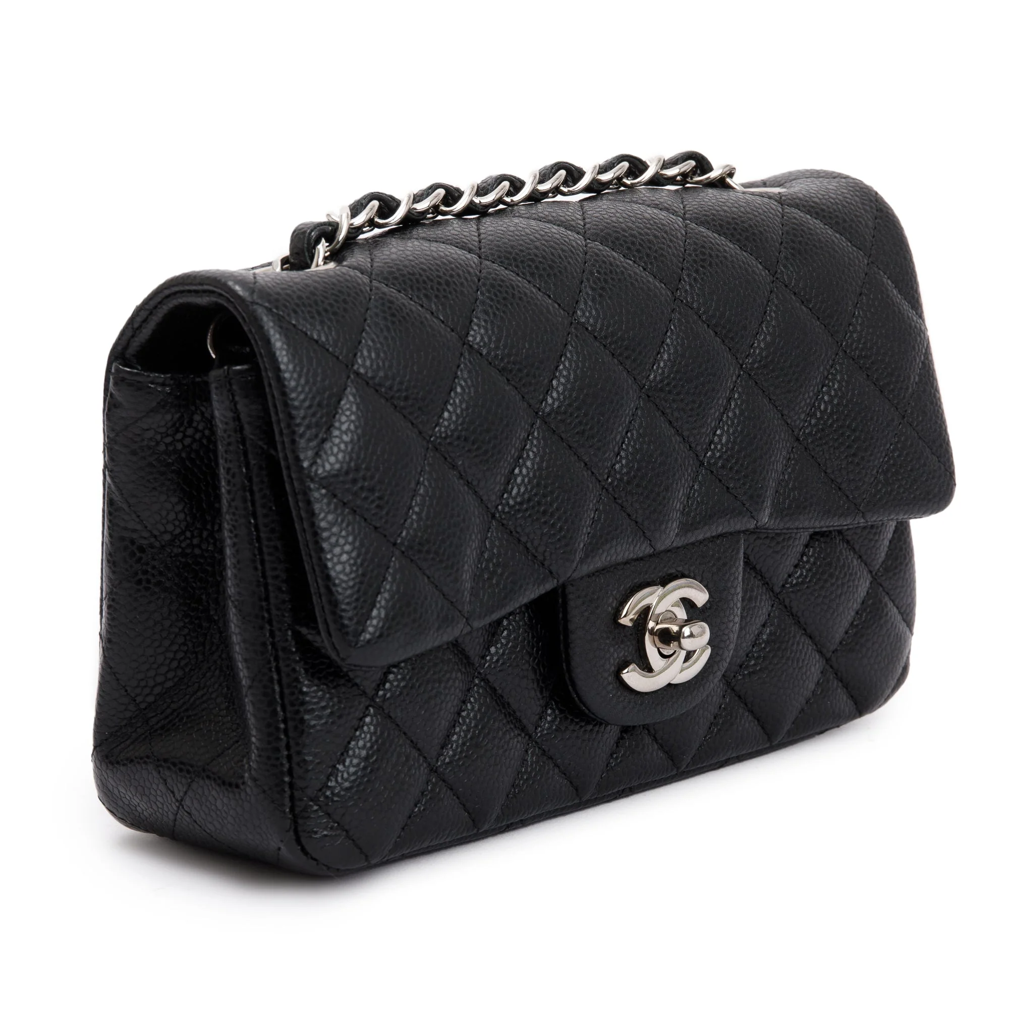 Chanel Black Quilted Caviar Classic Mini Rectangular Flap Bag w/ Box - Image 5