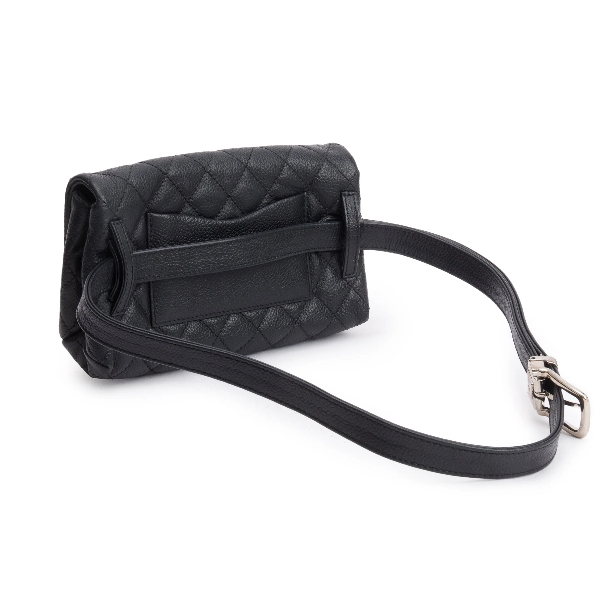 Chanel Black Quilted Caviar Leather 2.55 Reissue Flap Belt Bag w/ Authenticity Card - Image 4