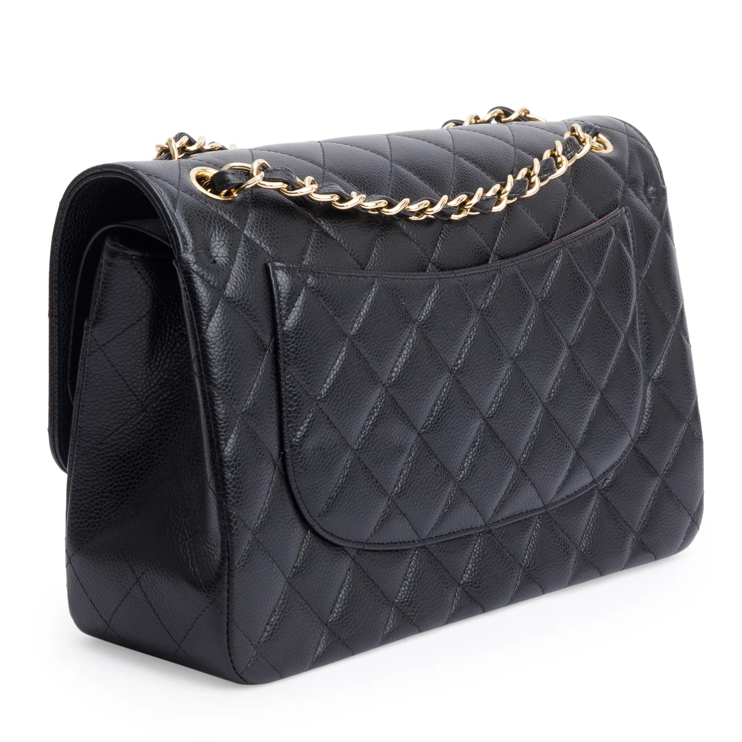 Chanel Black Quilted Caviar Leather Classic Jumbo Double Flap Bag w/ Box - Image 7