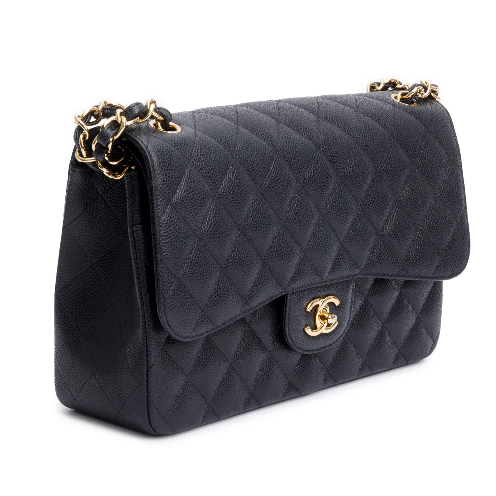 Chanel Black Quilted Caviar Leather Classic Jumbo Double Flap Bag w/ Box & Authenticity Card - Image 5