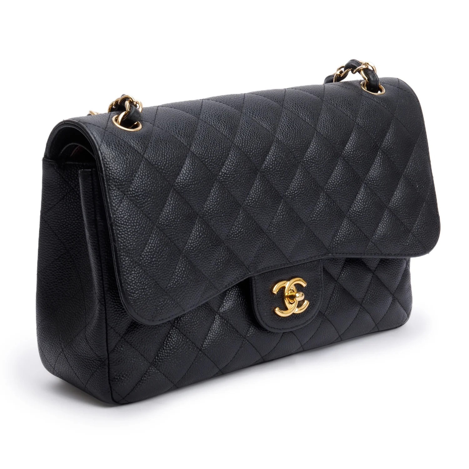 Chanel Black Quilted Caviar Leather Classic Jumbo Double Flap Bag w/ Box & Authenticity Card - Image 5