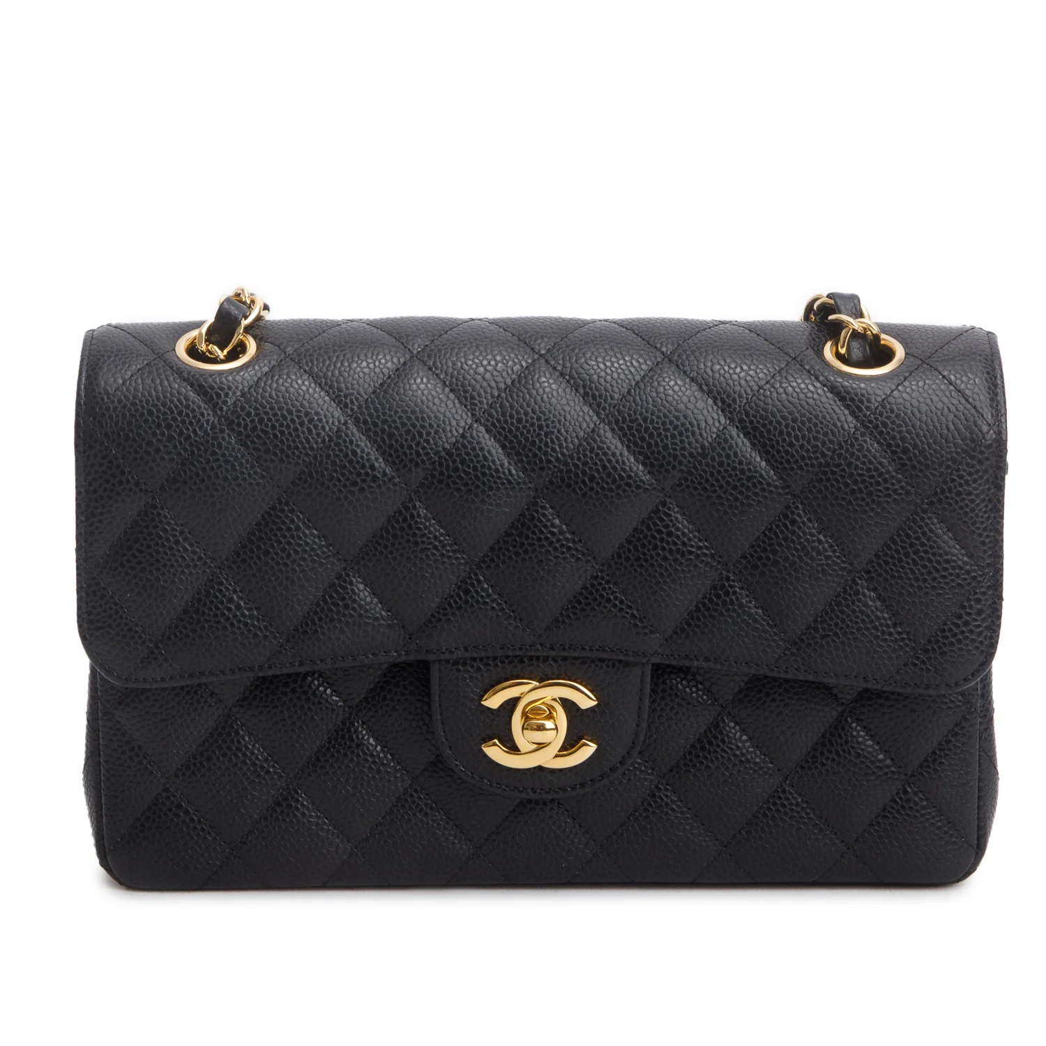 Chanel Black Quilted Caviar Leather Classic Small Double Flap Bag w/ Box & Authenticity Card - Image 4
