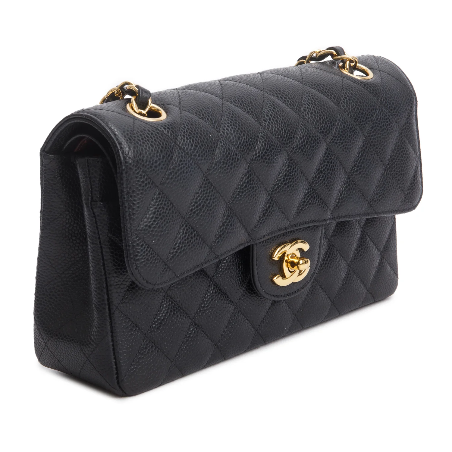 Chanel Black Quilted Caviar Leather Classic Small Double Flap Bag w/ Box & Authenticity Card - Image 5