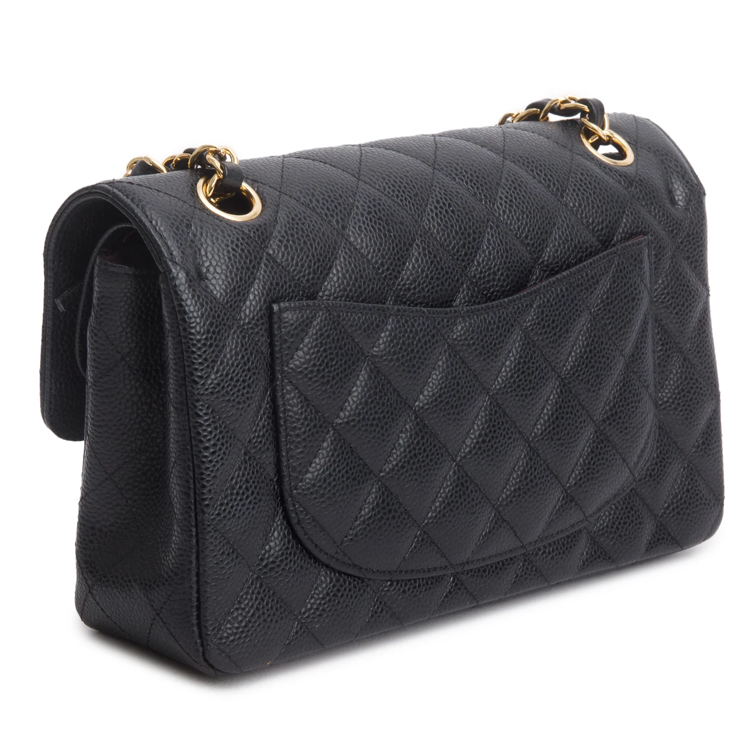 Chanel Black Quilted Caviar Leather Classic Small Double Flap Bag w/ Box & Authenticity Card - Image 7