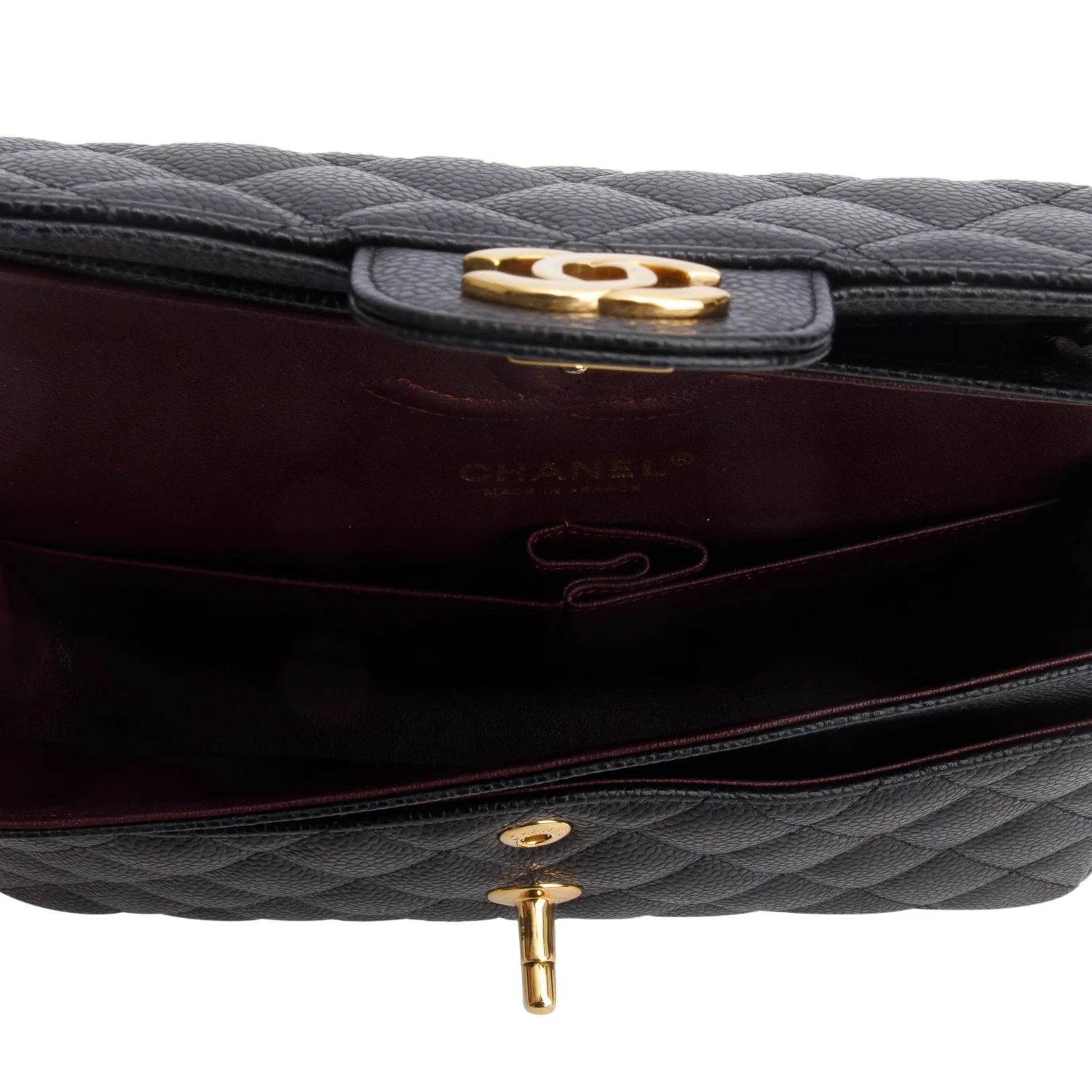 Chanel Black Quilted Caviar Leather Classic Small Double Flap Bag w/ Box & Authenticity Card - Image 9