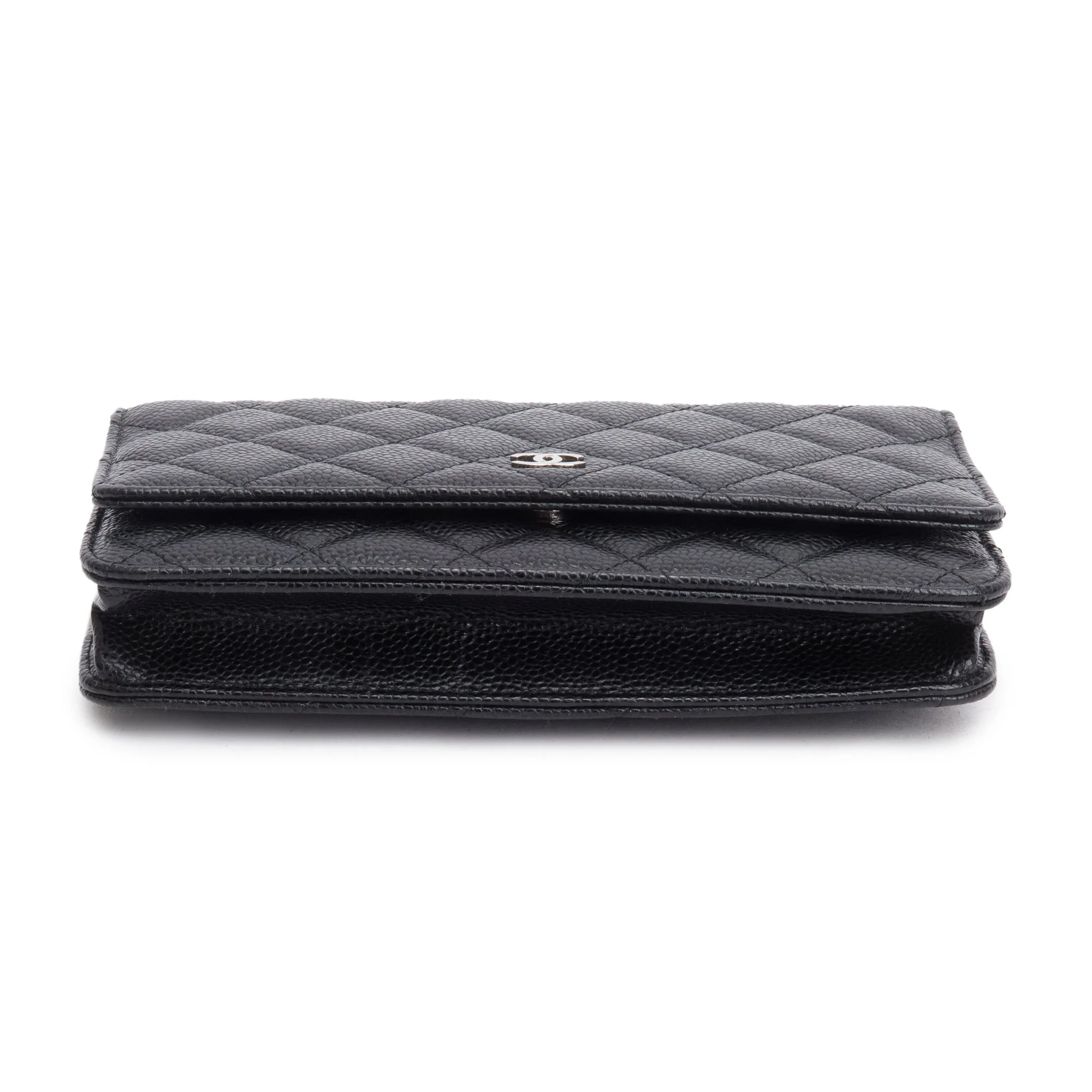 Chanel Black Quilted Caviar Leather Classic Wallet on Chain - Image 7