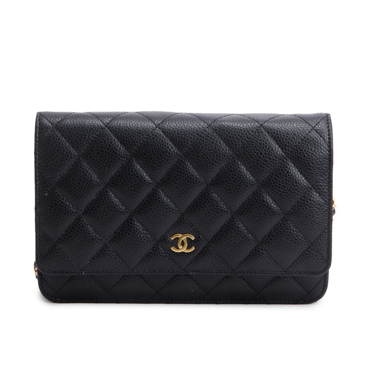 Chanel Black Quilted Caviar Leather Classic Wallet on Chain - Image 3