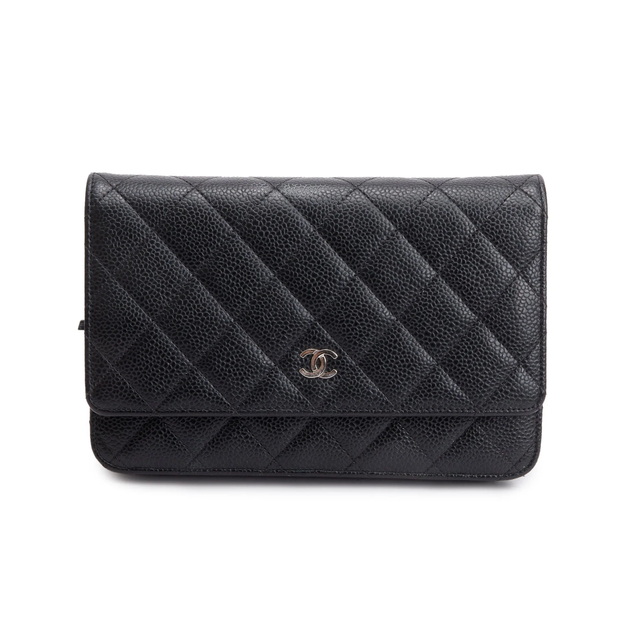 Chanel Black Quilted Caviar Leather Classic Wallet on Chain w/ Box - Image 4