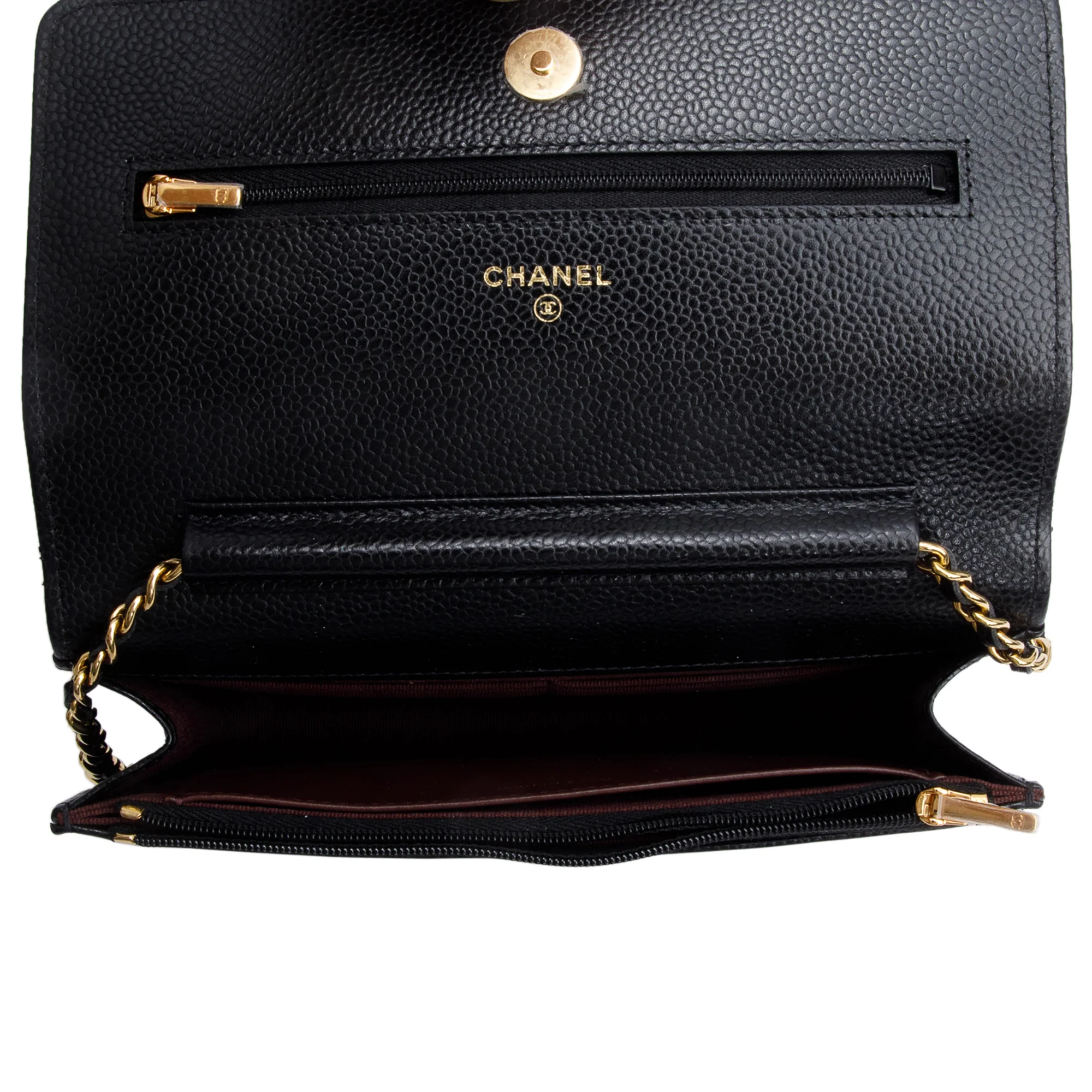 Chanel Black Quilted Caviar Leather Classic Wallet on Chain w/ Box - Image 9