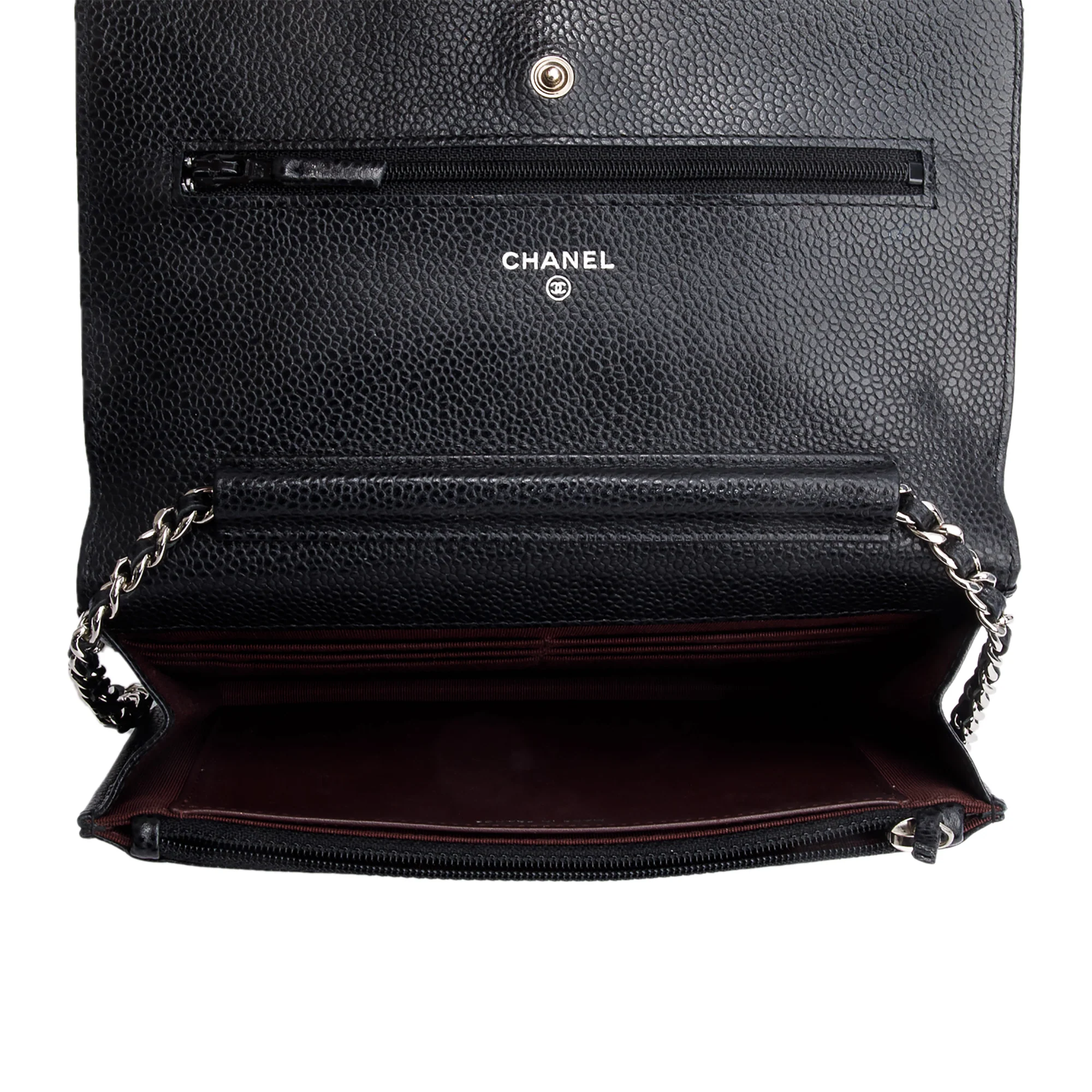 Chanel Black Quilted Caviar Leather Classic Wallet on Chain w/ Box & Authenticity Card - Image 8
