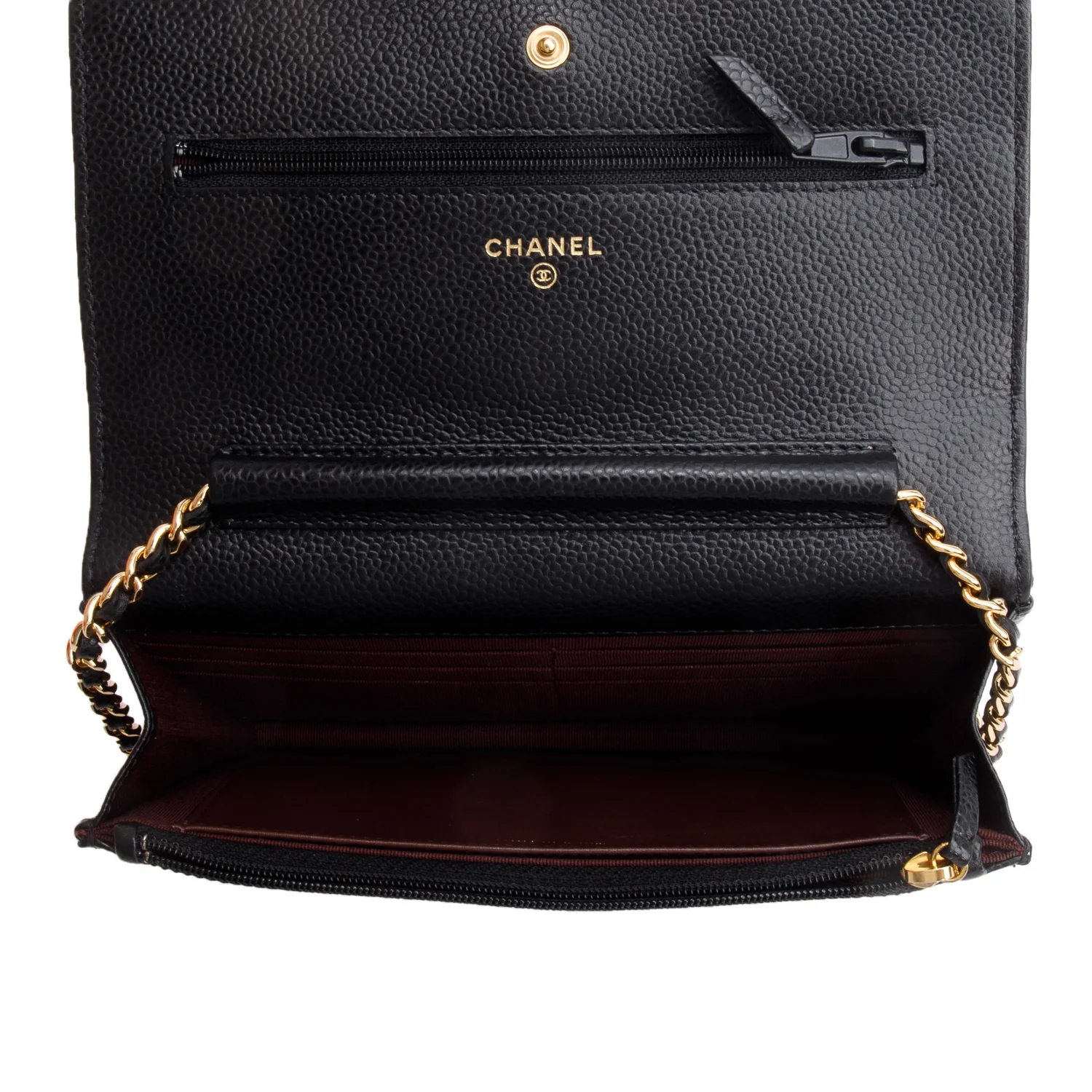 Chanel Black Quilted Caviar Leather Classic Wallet on Chain w/ Box & Authenticity Card - Image 8