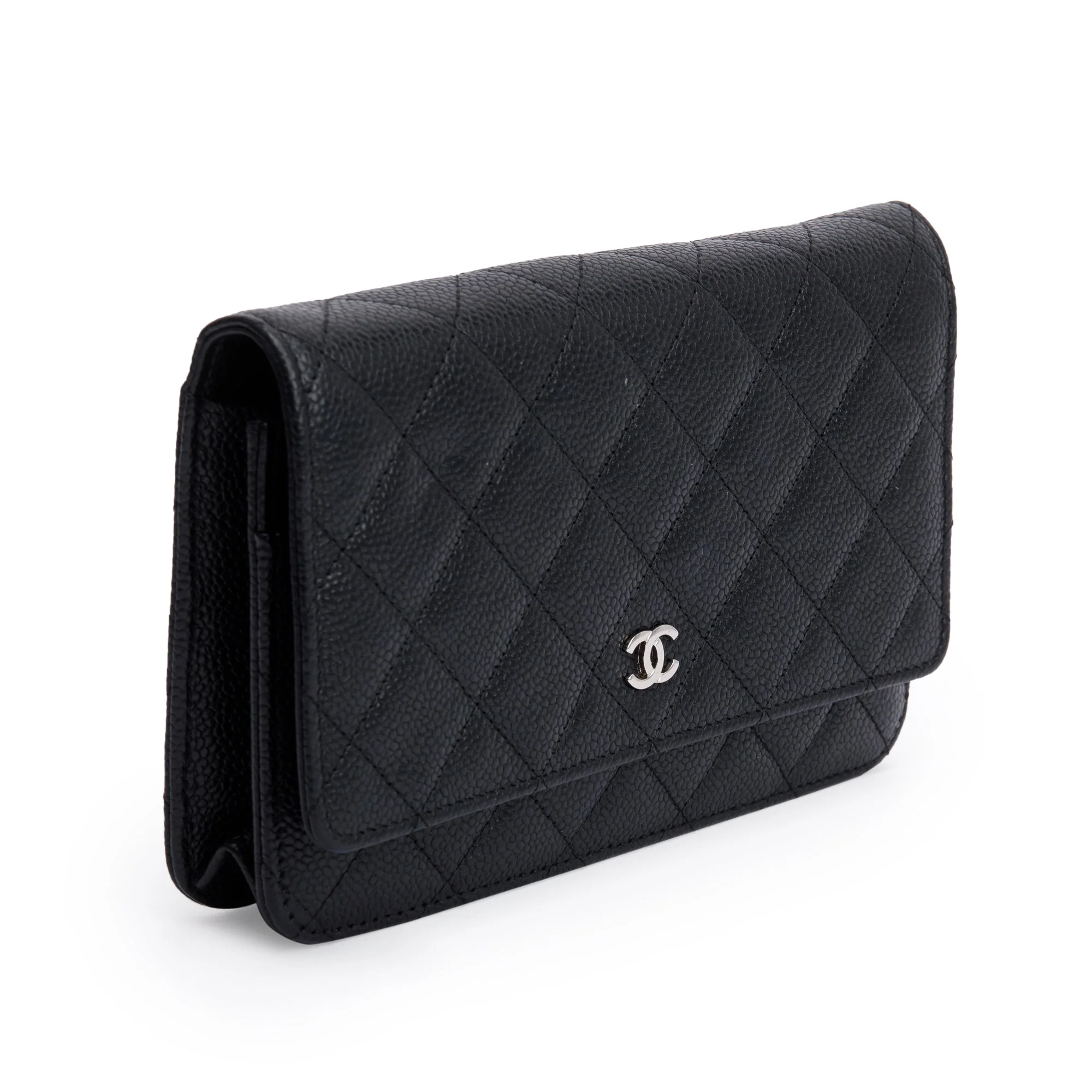 Chanel Black Quilted Caviar Leather Classic Wallet on Chain w/ Box, Receipt & Authenticity Card - Image 5