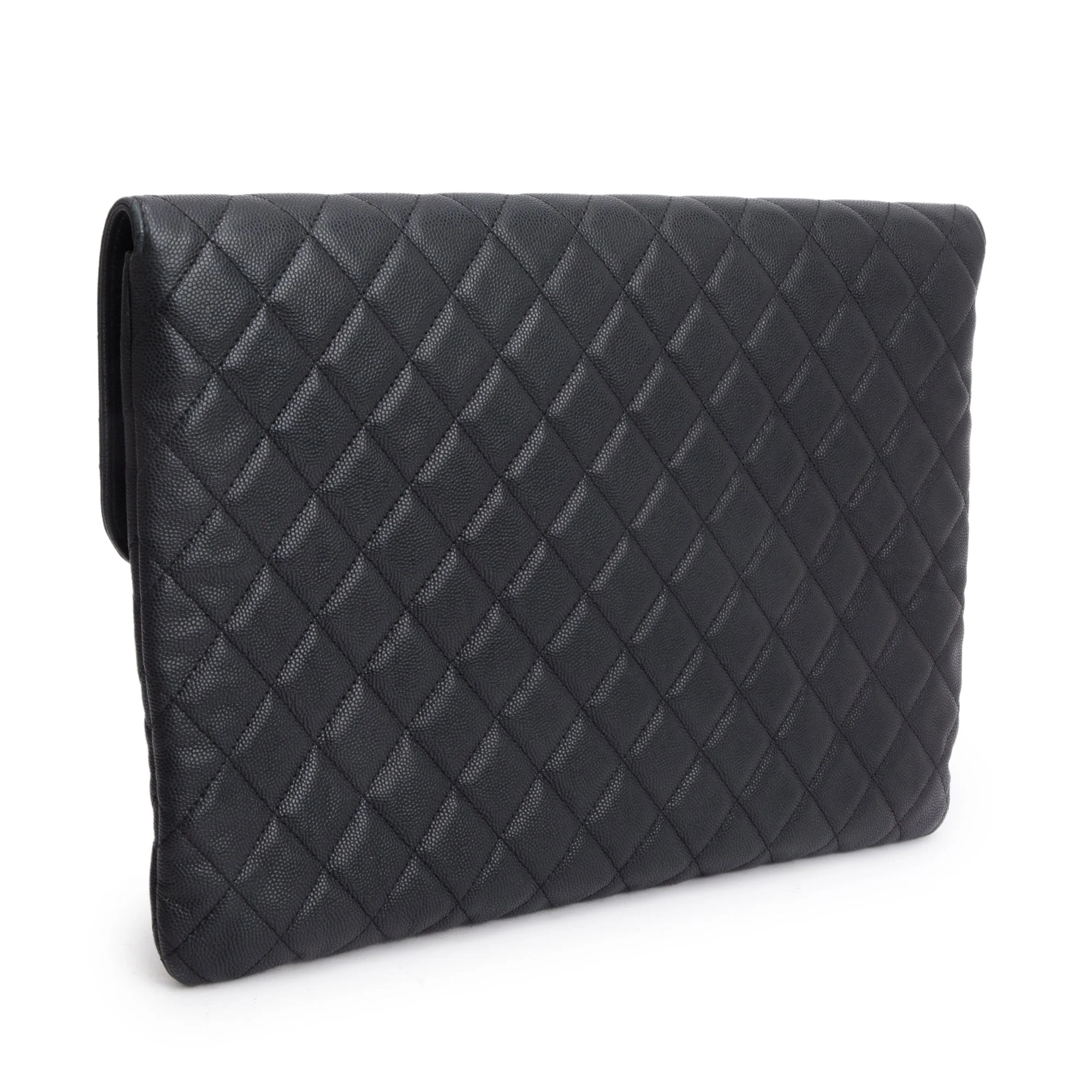 Chanel Black Quilted Caviar Leather Golden Class O-Case Clutch w/ Box & Authenticity Card - Image 5