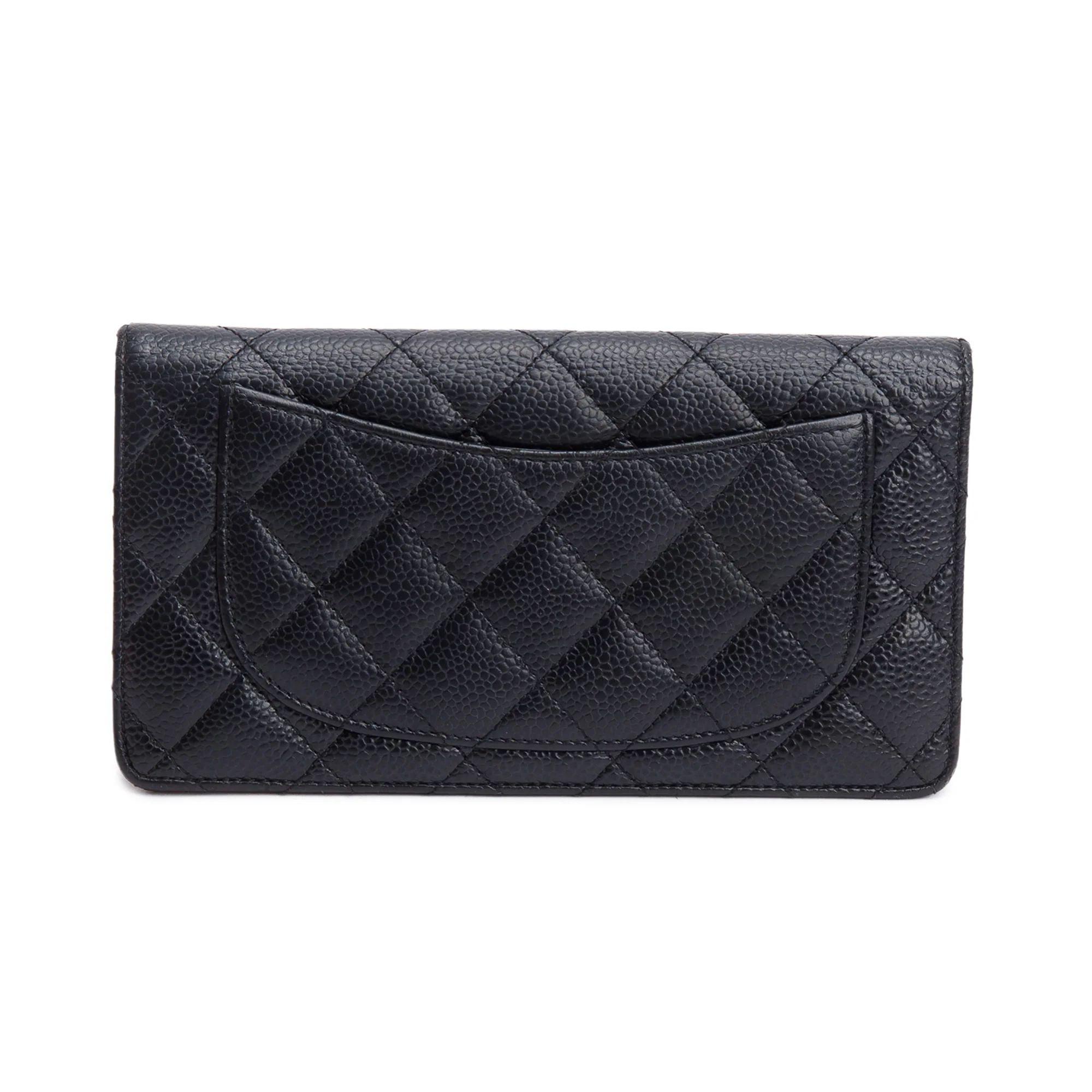 Chanel Black Quilted Caviar Leather Interlocking Classic CC Long Bifold Wallet - Image 3