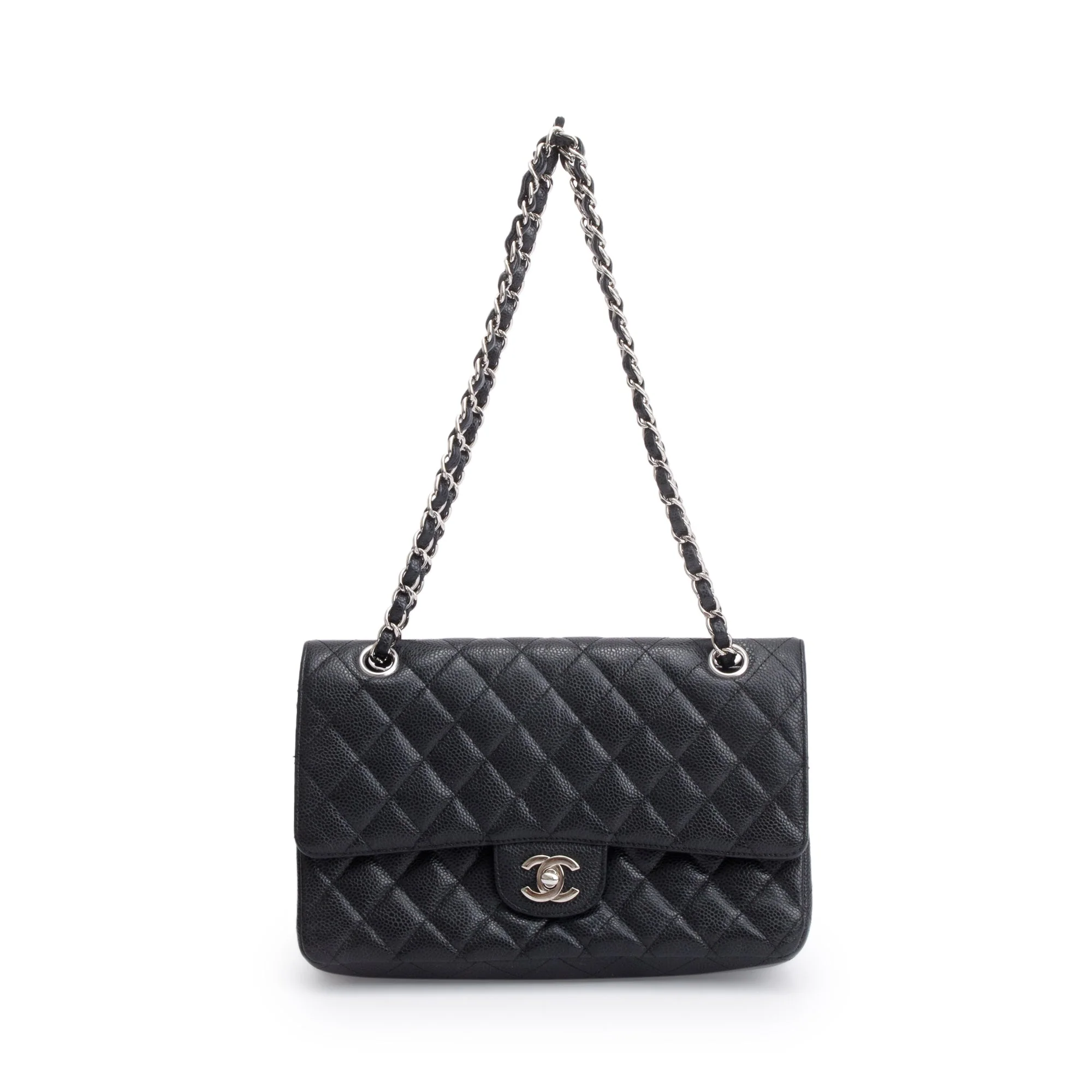 Chanel Black Quilted Caviar Medium Classic Double Flap Bag - Image 3