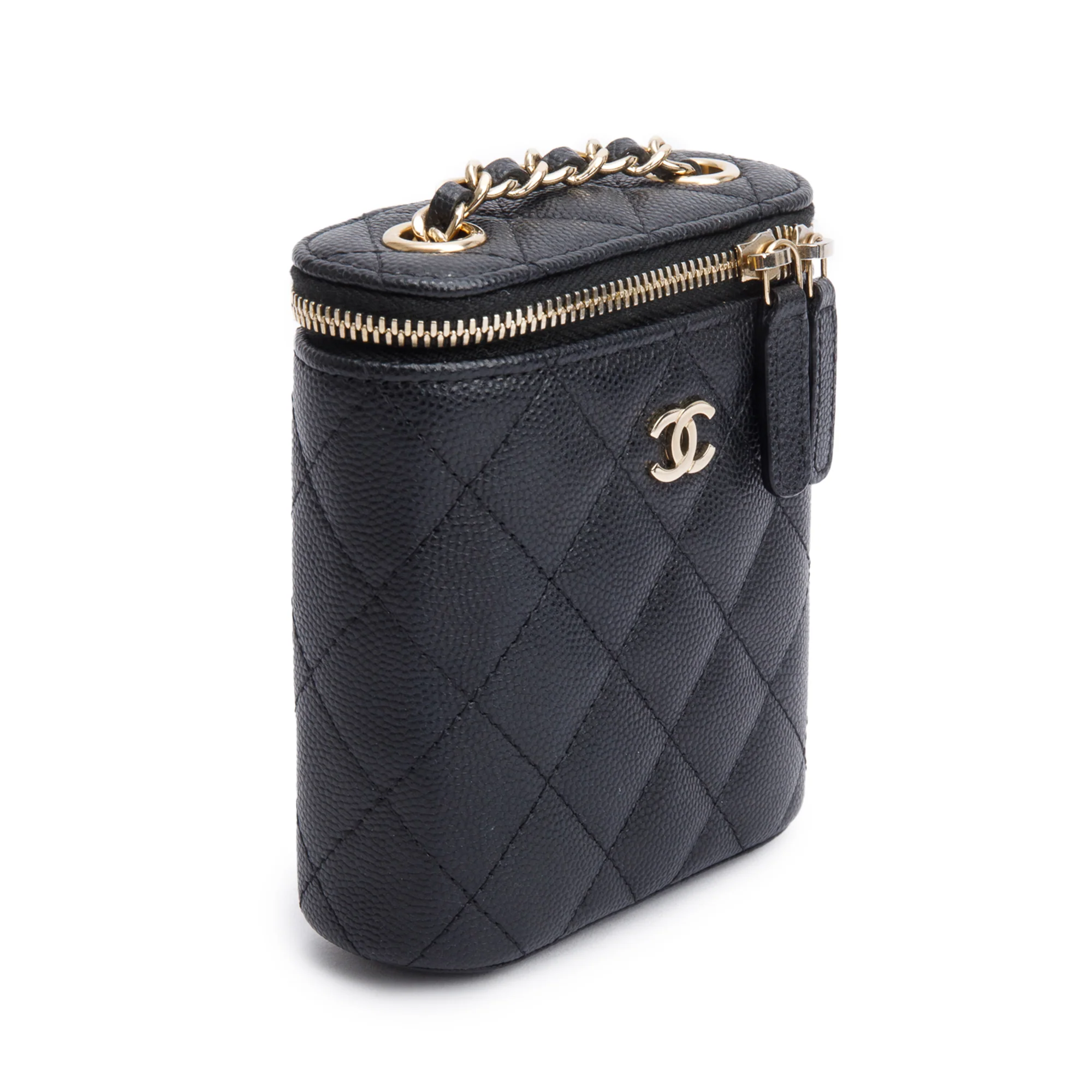 Chanel Black Quilted Caviar Mini Coco Beauty Vanity Case w/ Authenticity Card - Image 4