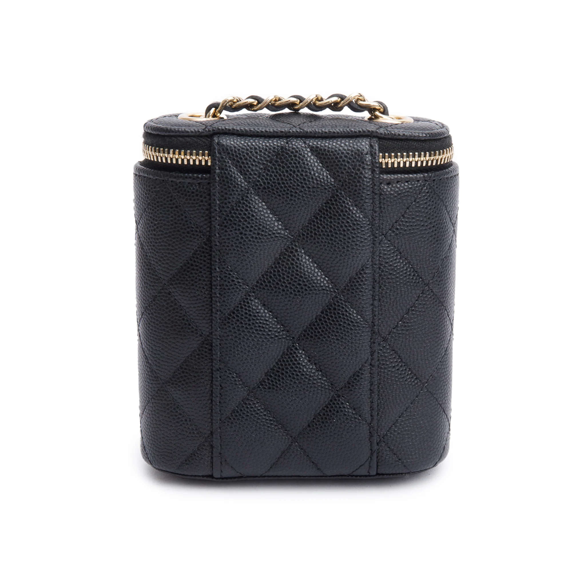 Chanel Black Quilted Caviar Mini Coco Beauty Vanity Case w/ Authenticity Card - Image 5