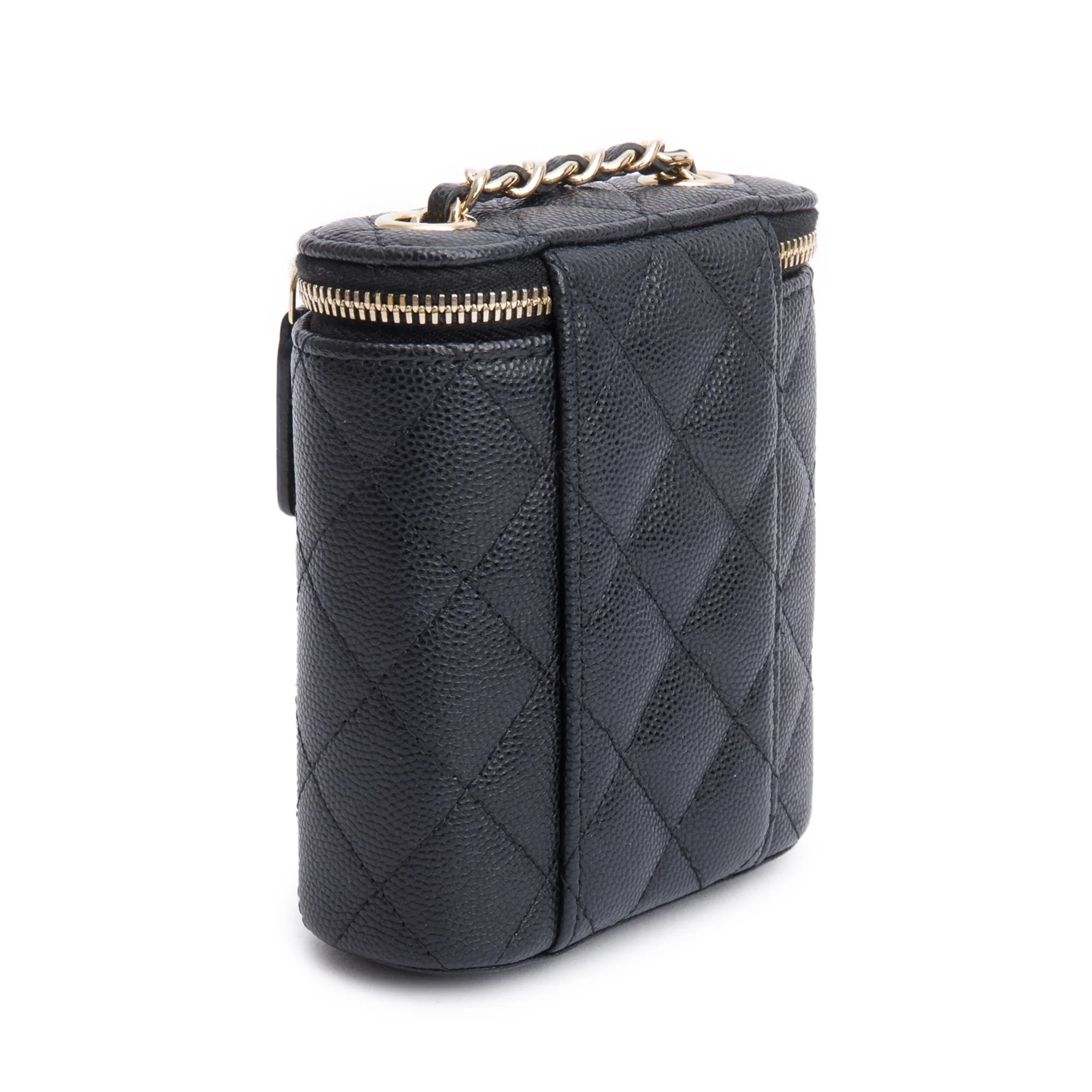 Chanel Black Quilted Caviar Mini Coco Beauty Vanity Case w/ Authenticity Card - Image 6