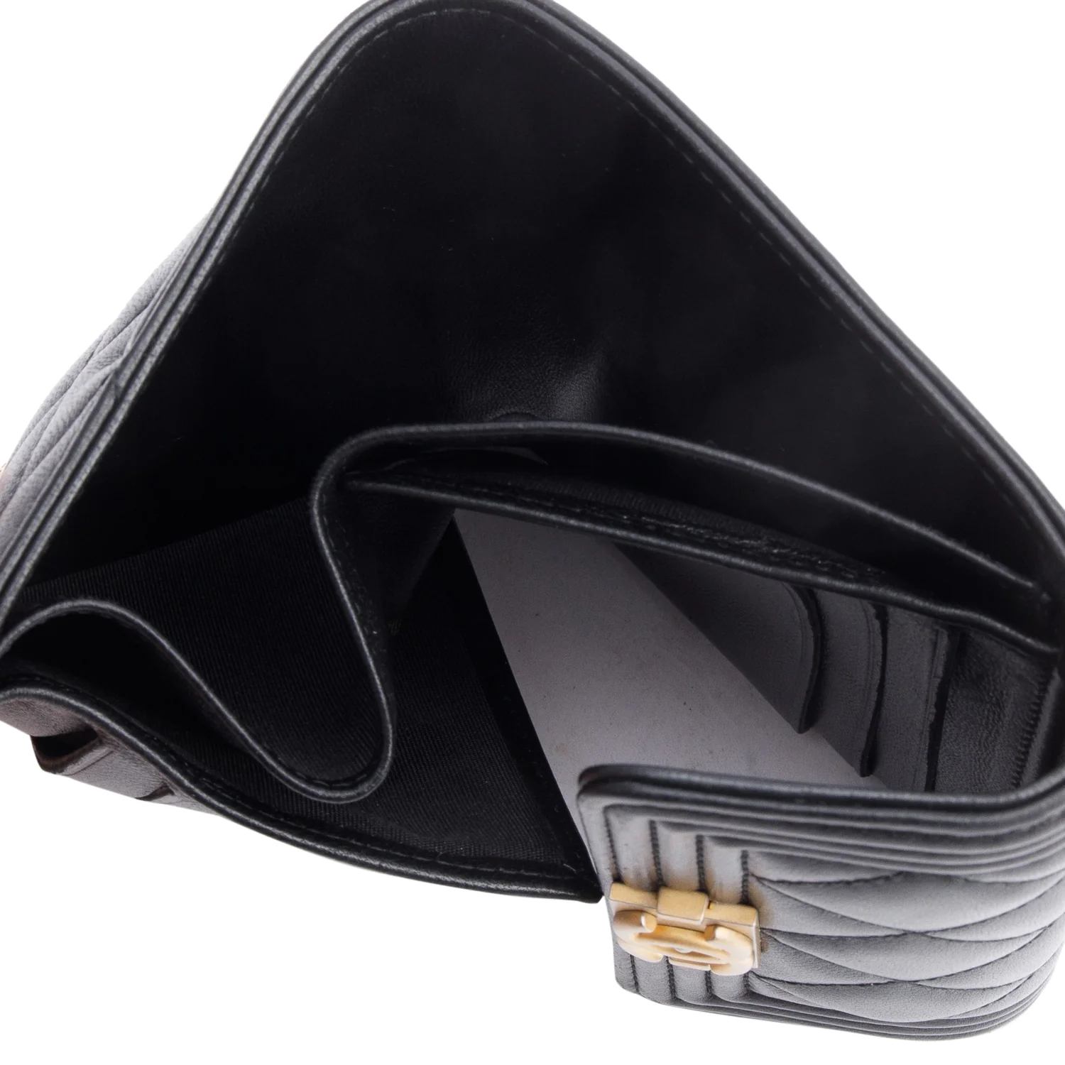 Chanel Black Quilted Lambskin Boy Flap Compact Wallet - Image 5