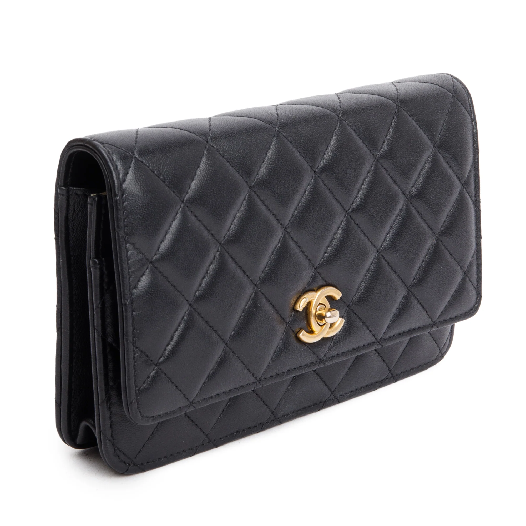 Chanel Black Quilted Lambskin Leather CC Coco Crush Classic Wallet on Chain w/ Box & Authenticity Card - Image 5