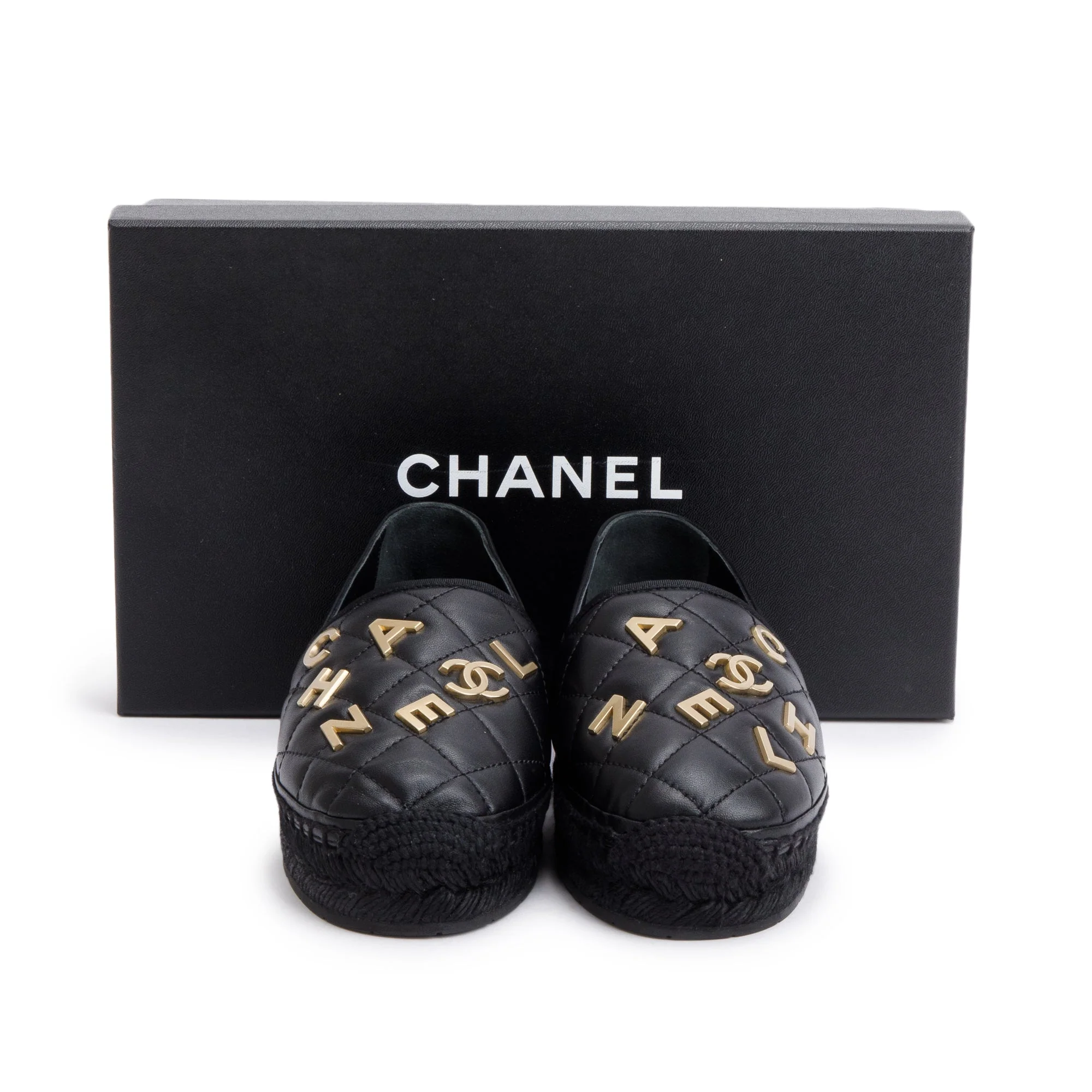 Chanel Black Quilted Lambskin Leather CC Logo Espadrilles, Size 36 w/ Box & Receipt - Image 2