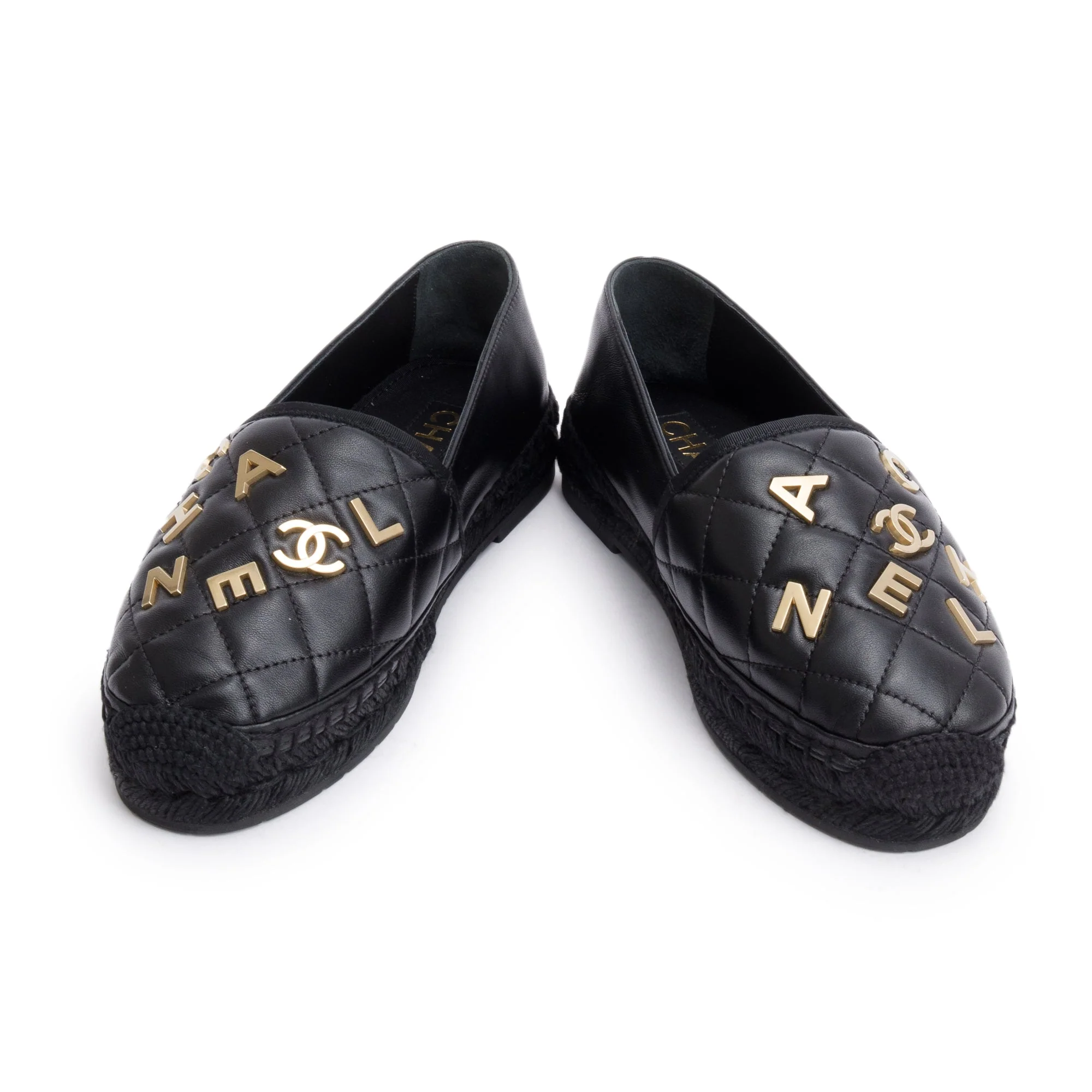 Chanel Black Quilted Lambskin Leather CC Logo Espadrilles, Size 36 w/ Box & Receipt - Image 4