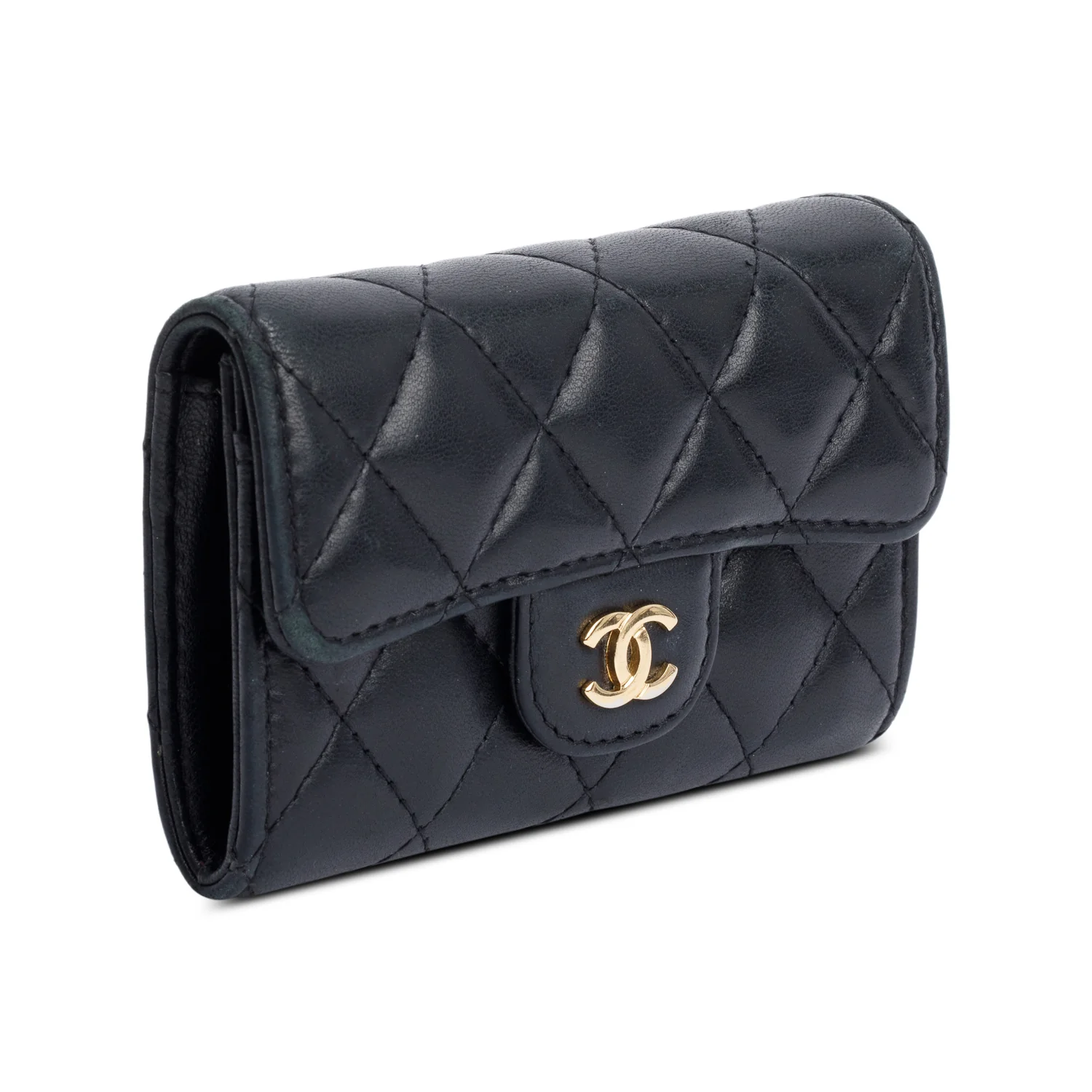 Chanel Black Quilted Lambskin Leather Classic Flap Card Holder - Image 2