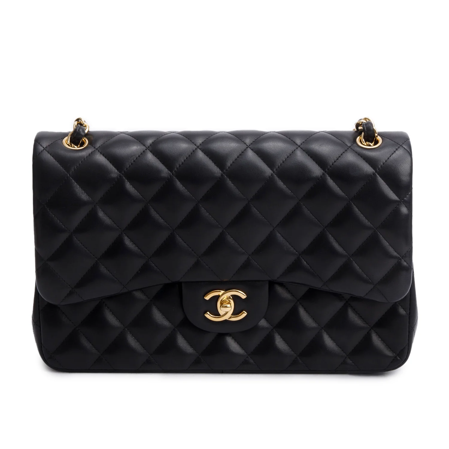 Chanel Black Quilted Lambskin Leather Classic Jumbo Double Flap Bag w/ Authenticity Card - Image 2
