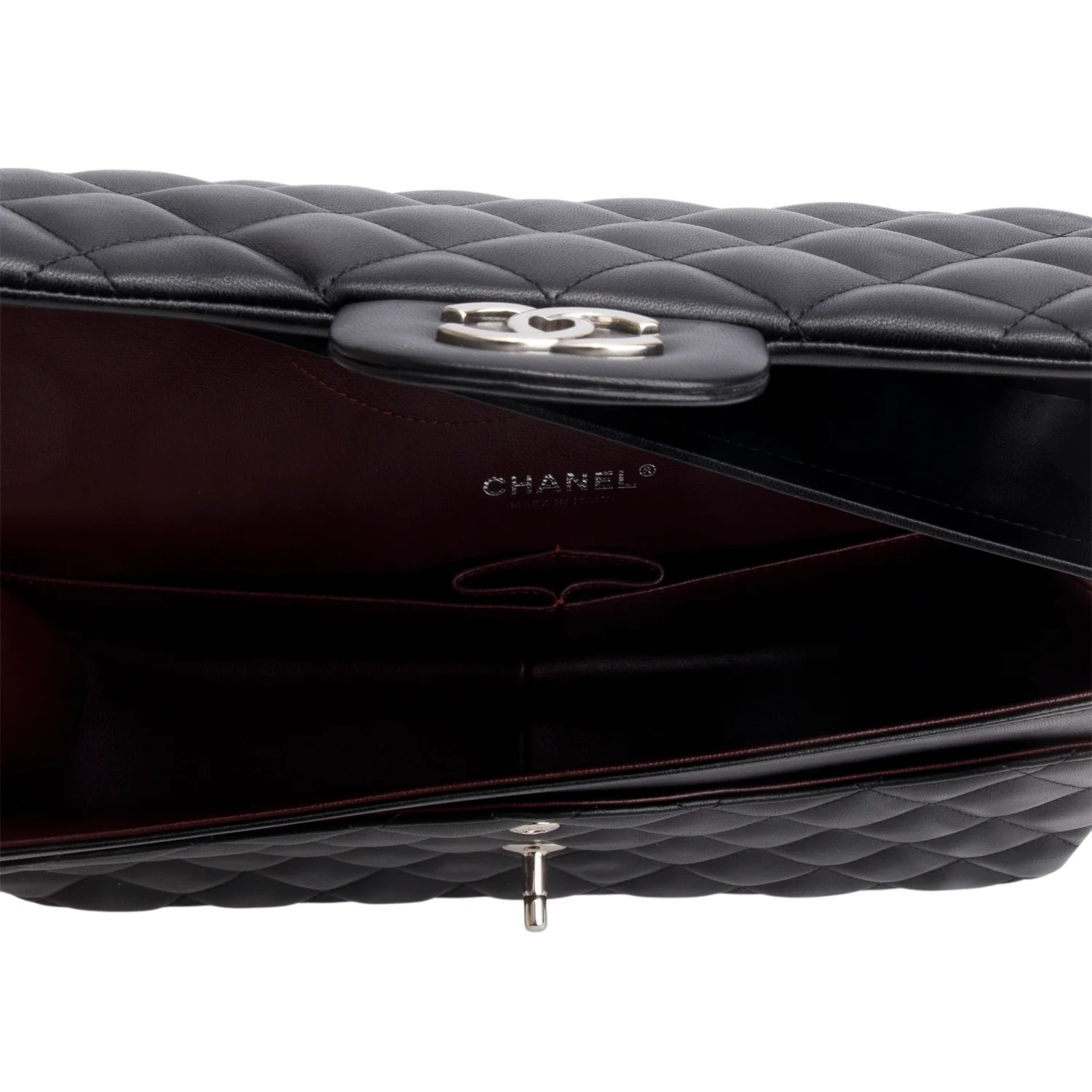 Chanel Black Quilted Lambskin Leather Classic Jumbo Double Flap Bag w/ Box & Authenticity Card - Image 8