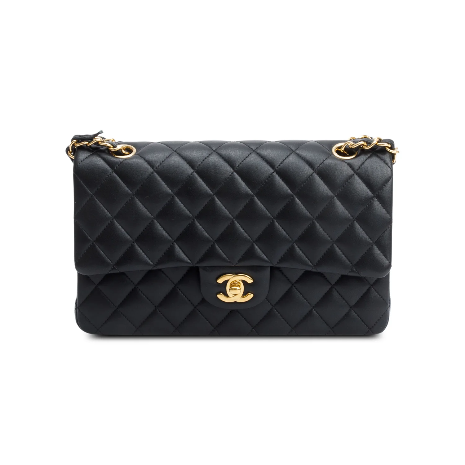 Chanel Black Quilted Lambskin Leather Classic Medium Double Flap Bag w/ Box & Authenticity Card - Image 4