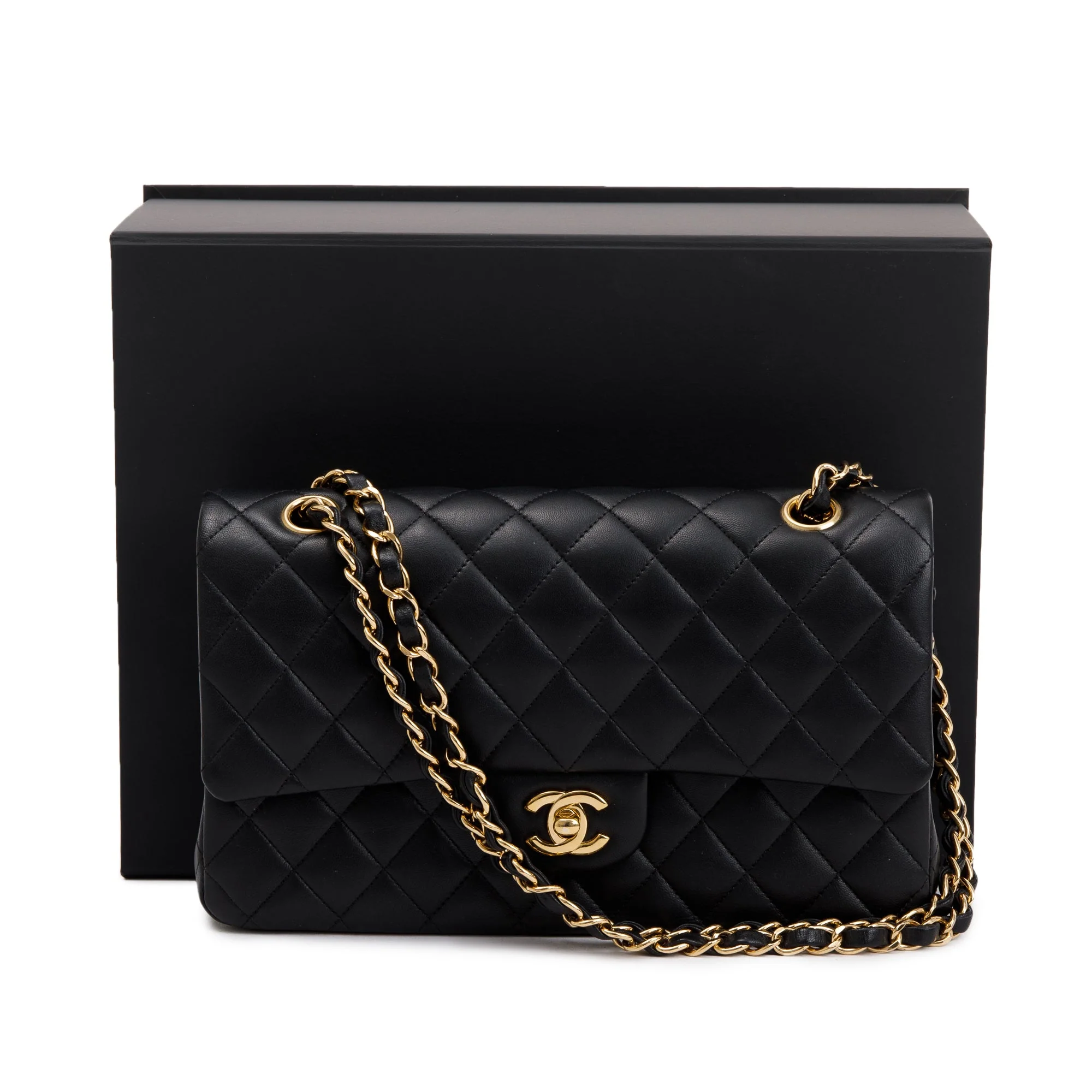 Chanel Black Quilted Lambskin Leather Classic Medium Double Flap Bag w/ Box, Receipt & Authenticity Card - Image 3